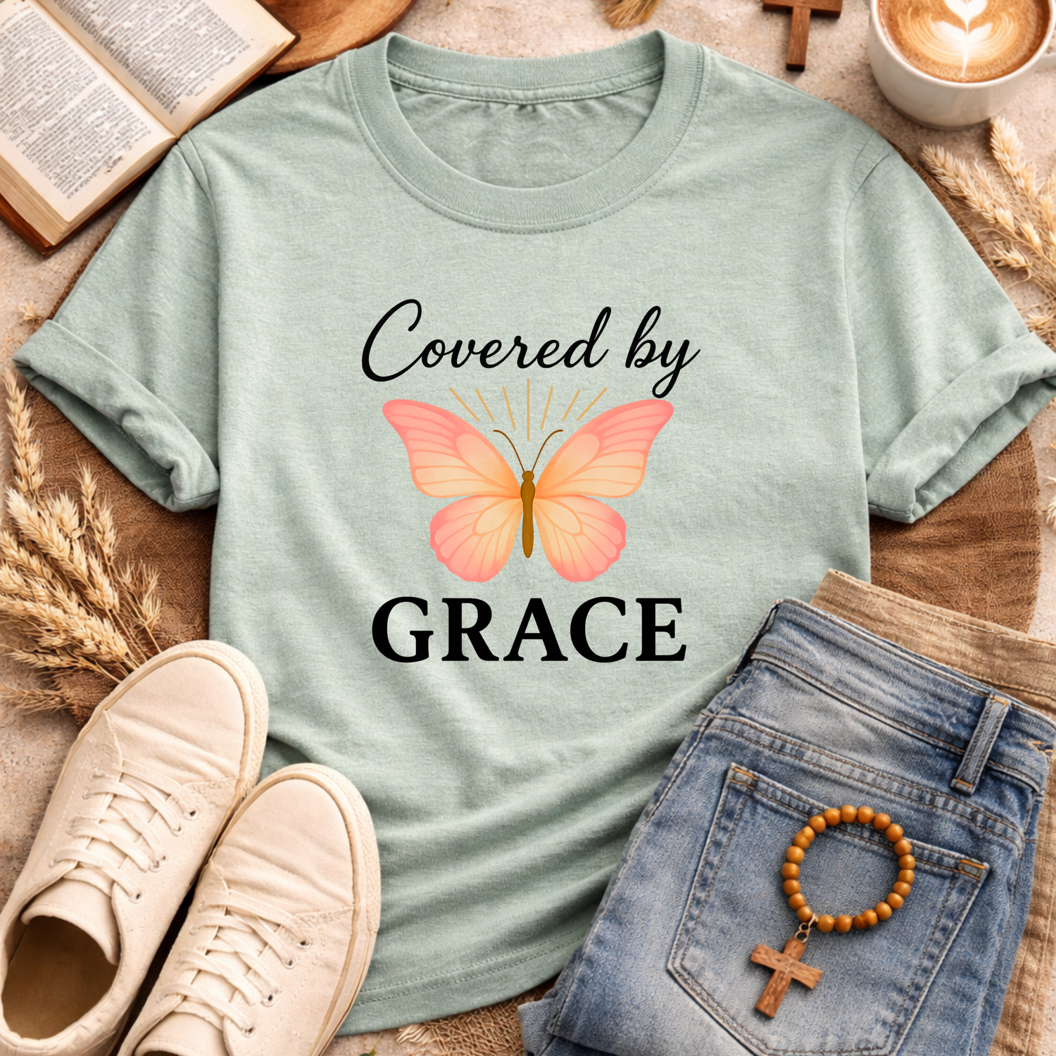 Covered By Grace T-Shirt-[Christian T-Shirt ]-Saved Society