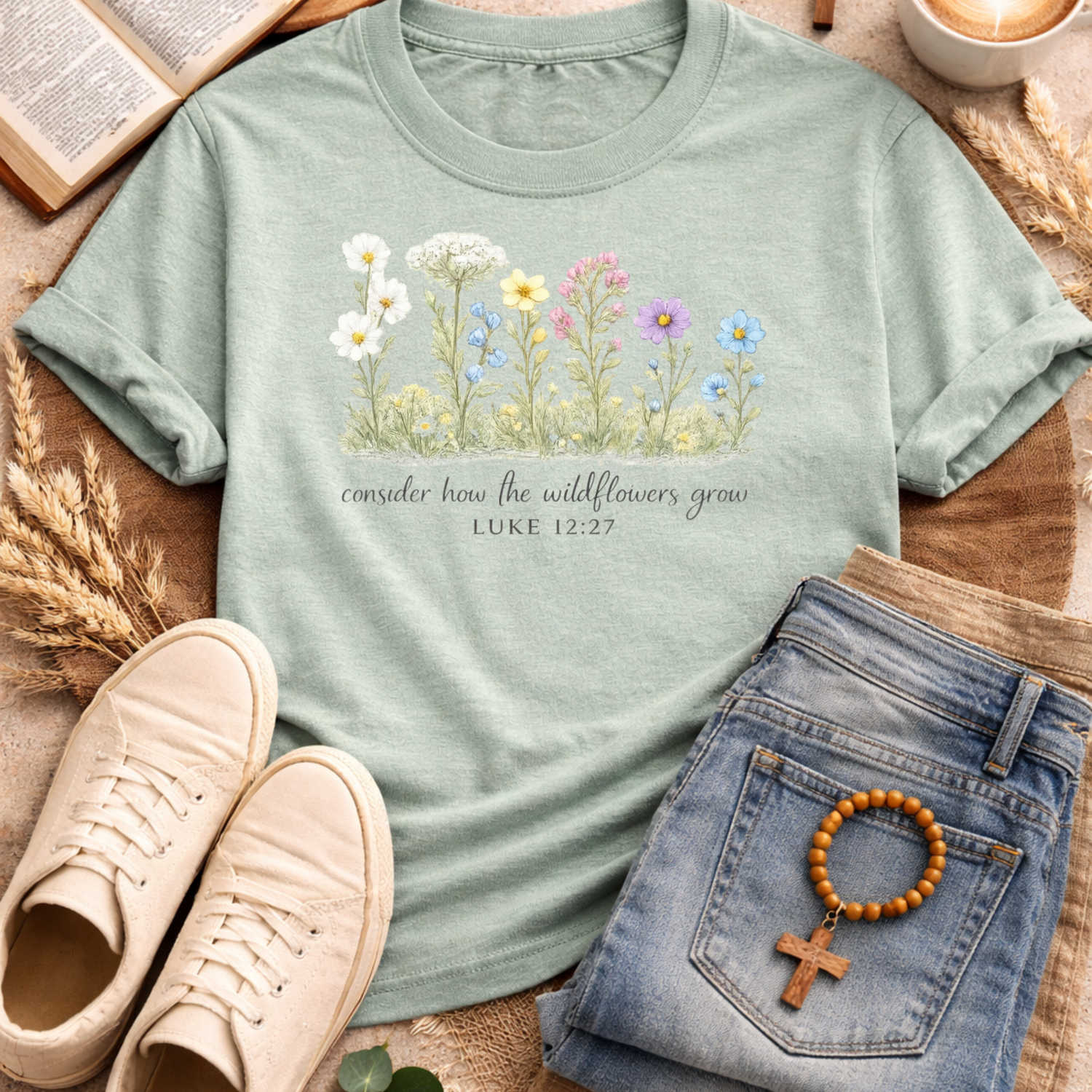Consider How The Wild Flowers T-Shirt-[Christian T-Shirt ]-Saved Society