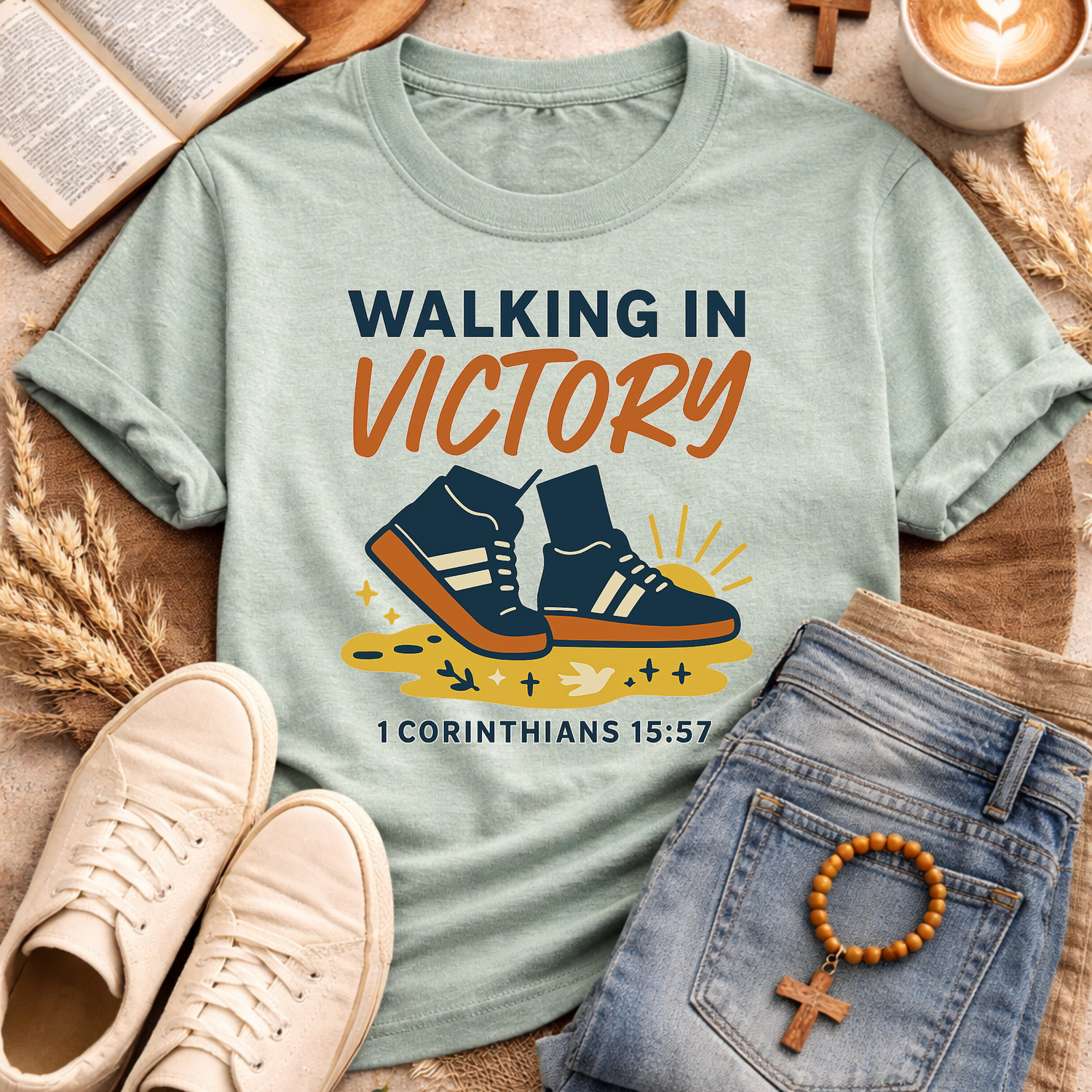 Walking In Victory T-Shirt-[Christian T-Shirt ]-Saved Society