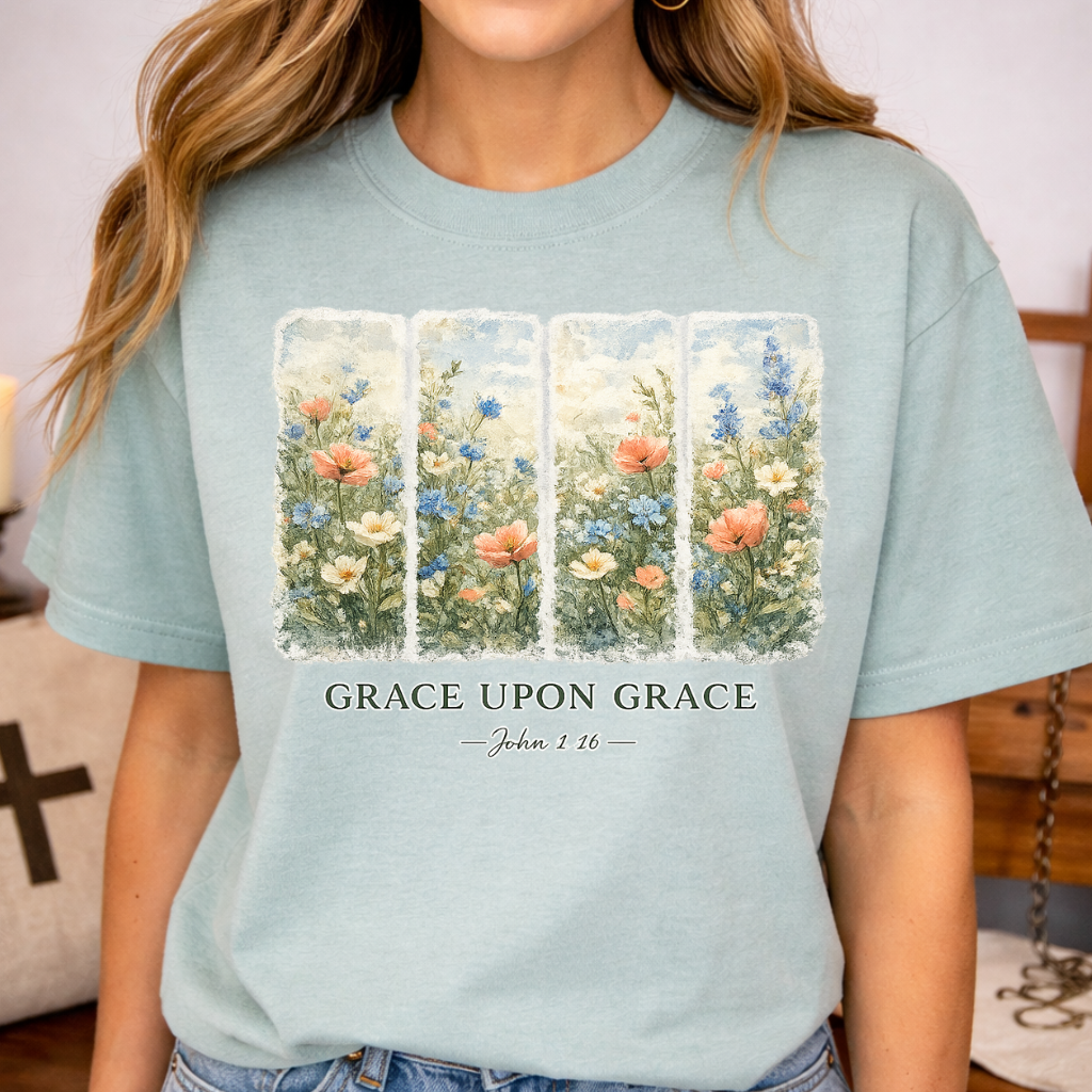 Grace upon Grace T-shirt-[Christian T-Shirt ]-Saved Society