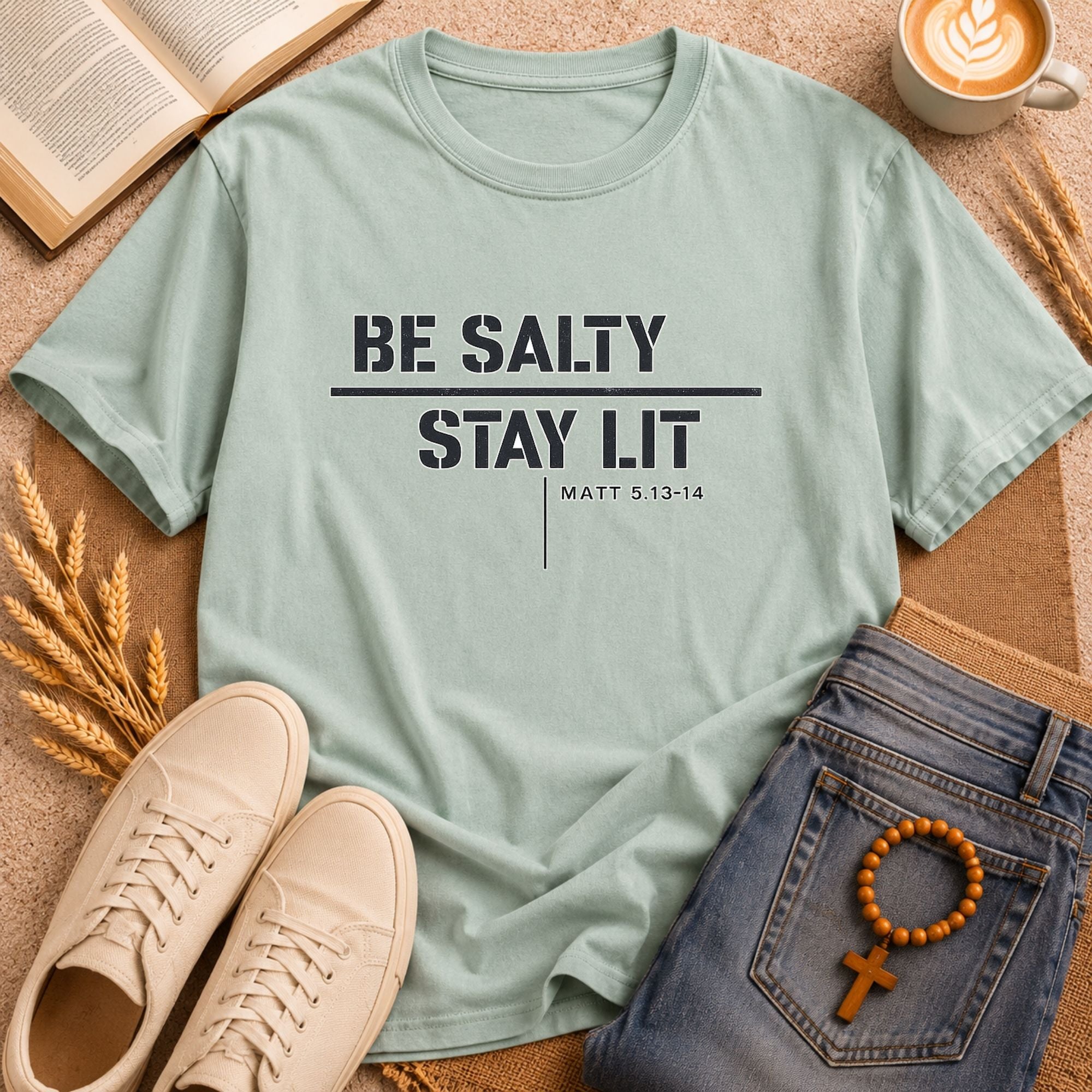 Be Salty Stay Lit Matthew 5:13-14 Christian graphic tee
