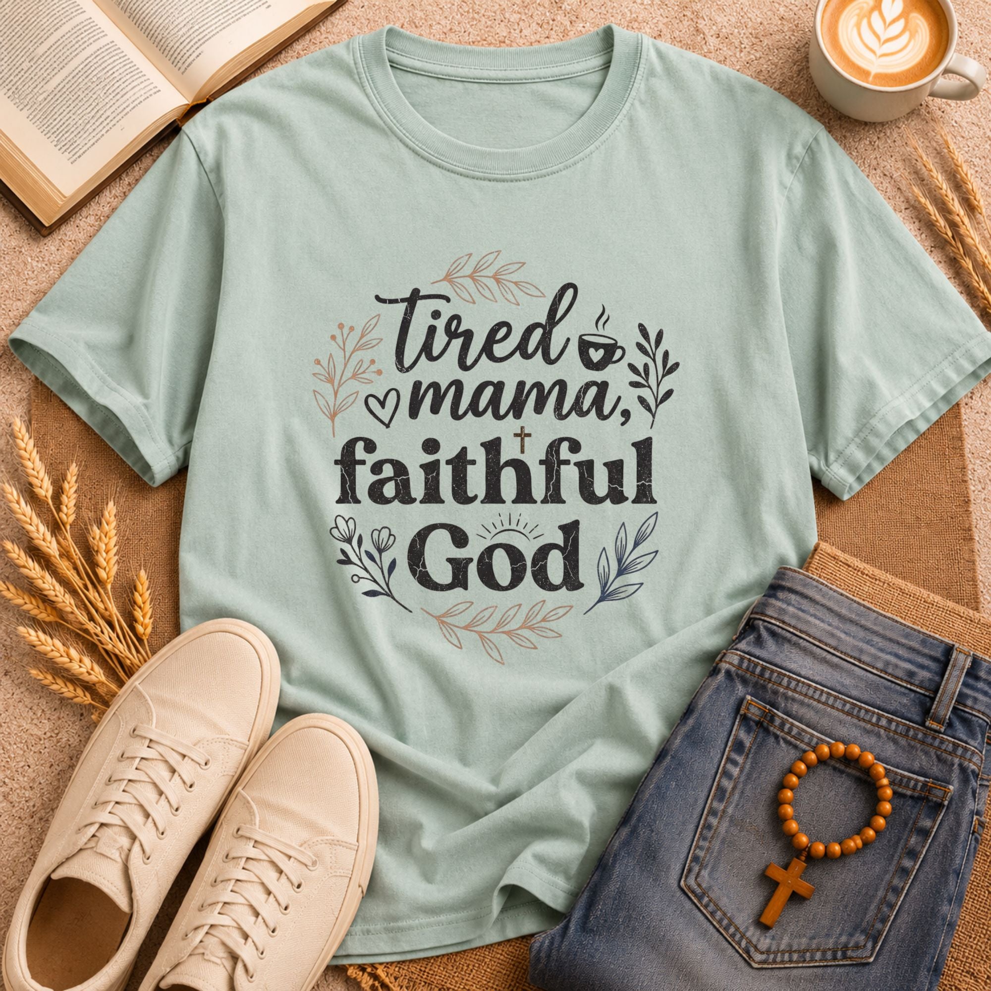 Tired Mama Faithful God shirt – inspirational religious apparel for Christian mothers