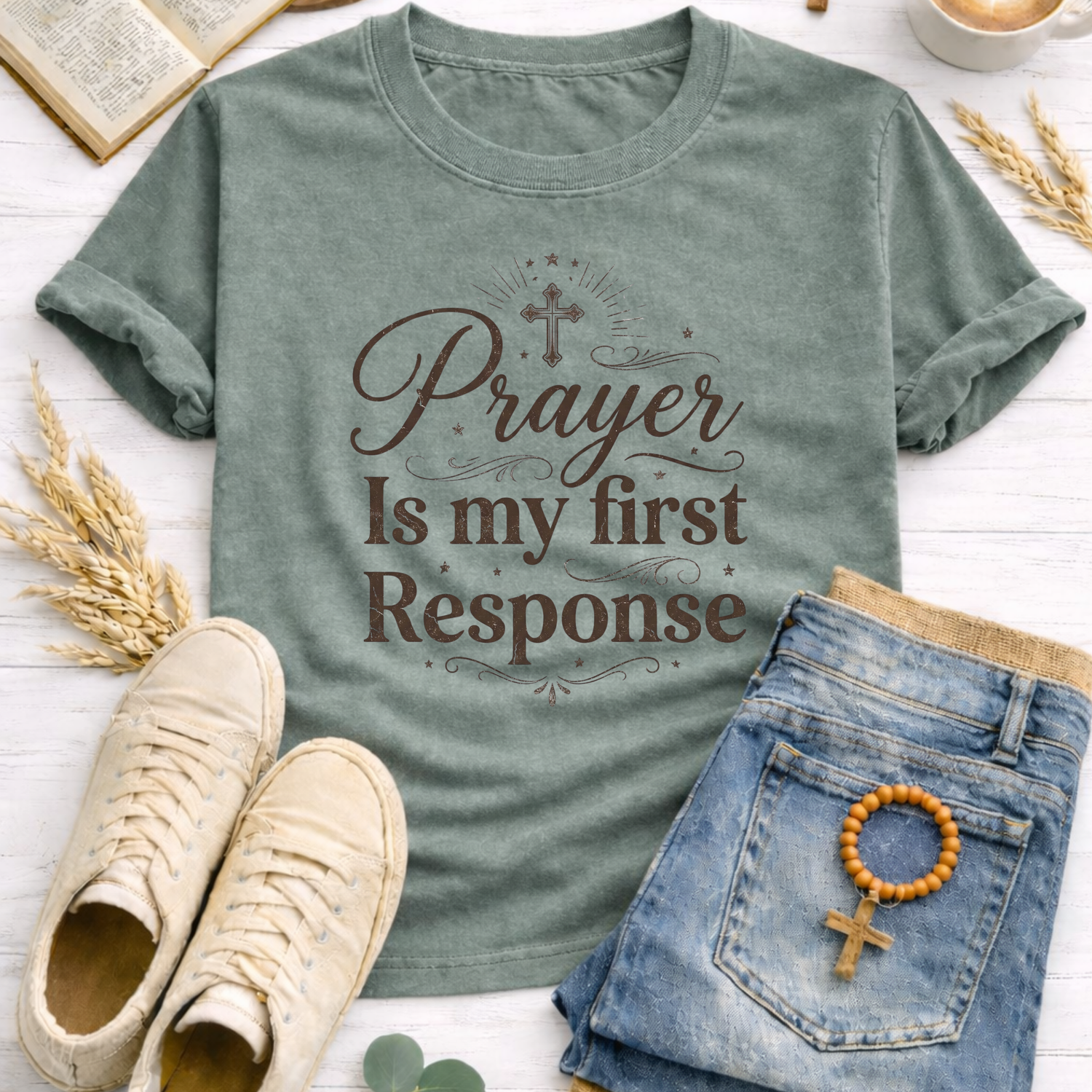 Prayer Is My First Response T-Shirt-[Christian T-Shirt ]-Saved Society