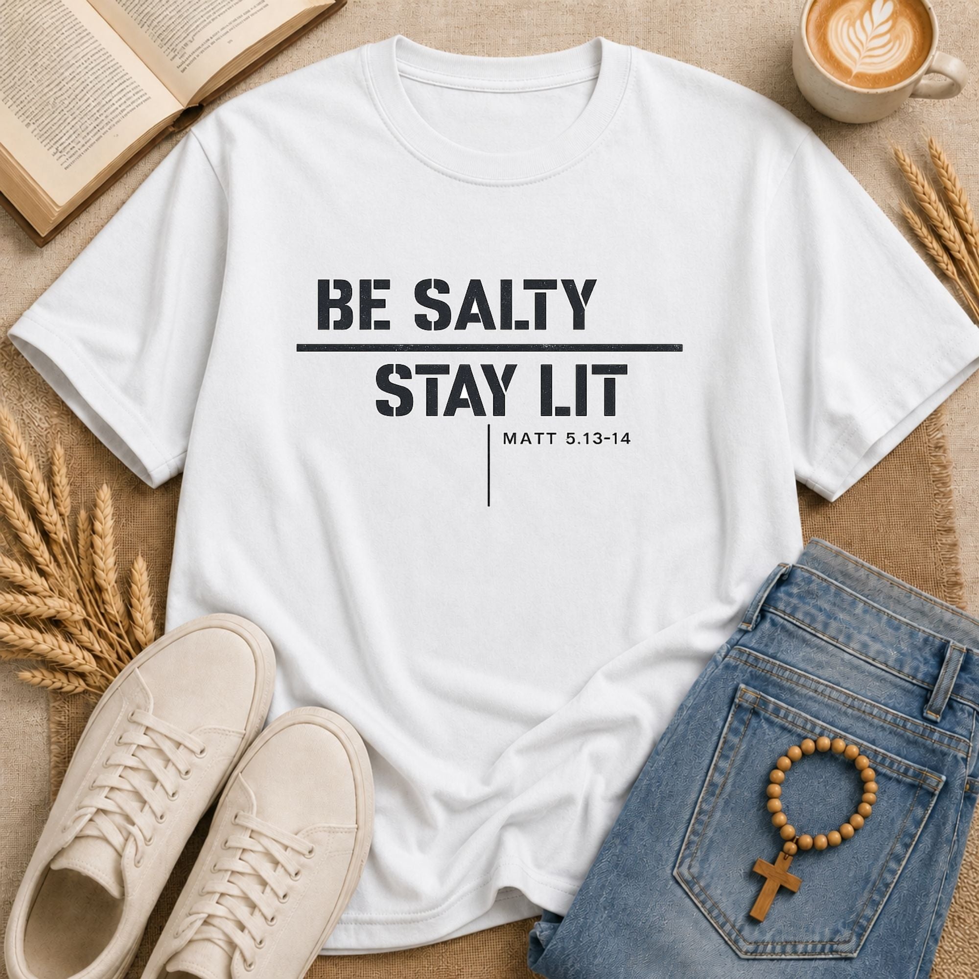 Be Salty Stay Lit Christian tee Matthew 5 13 14 Bible verse shirt