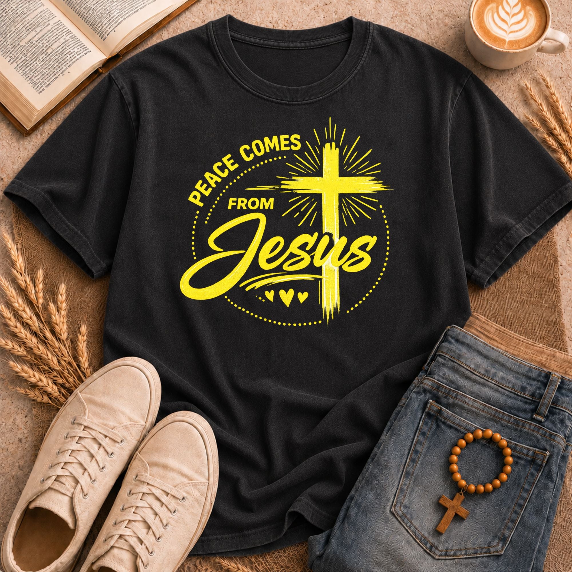 Peace Comes From Jesus cross shirt – religious scripture apparel