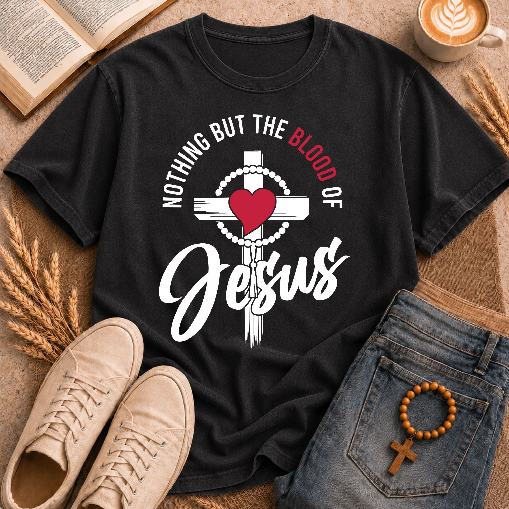 Nothing But The Blood Of Jesus  Christian T-Shirt | Vintage Faith Tee