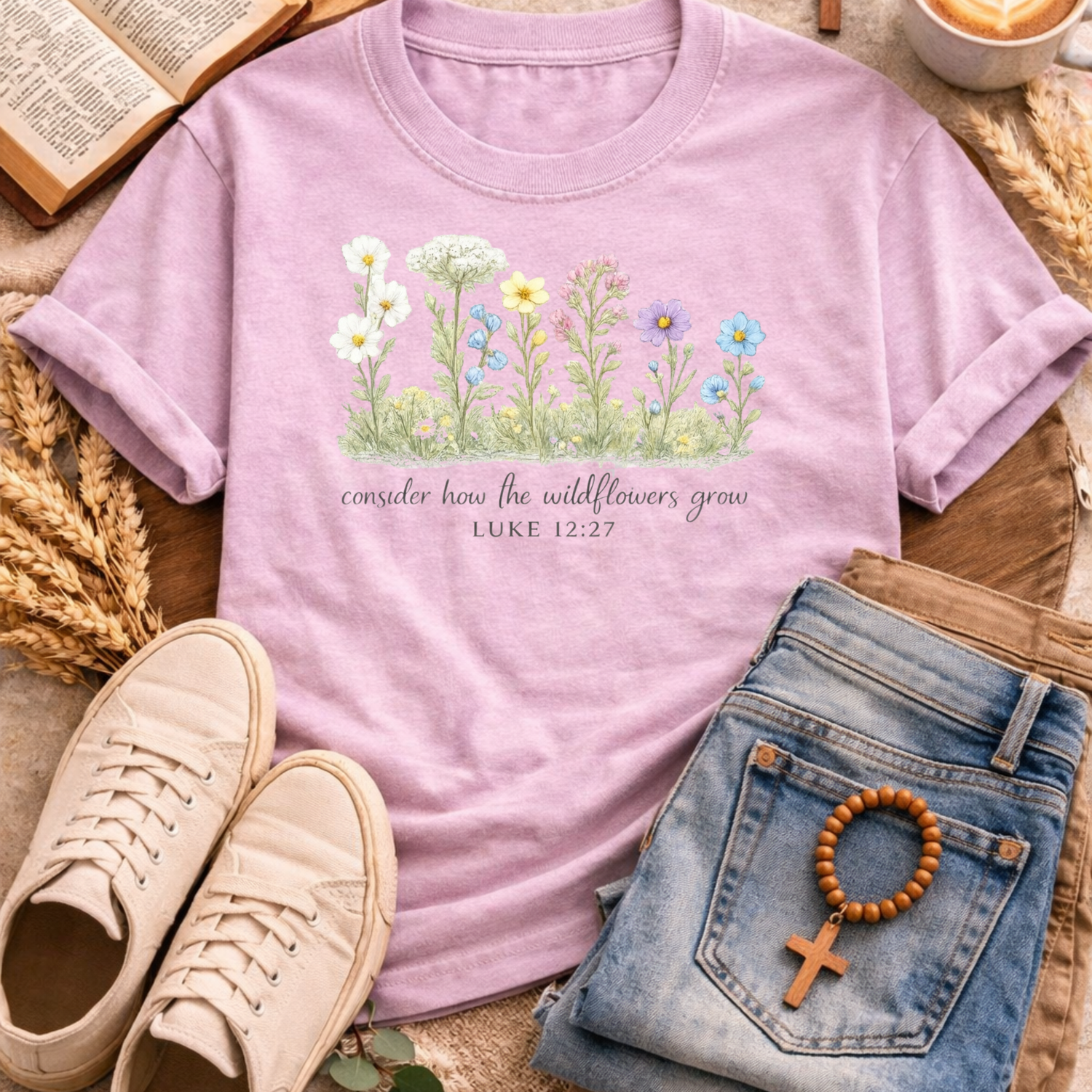 Consider How The Wild Flowers T-Shirt-[Christian T-Shirt ]-Saved Society