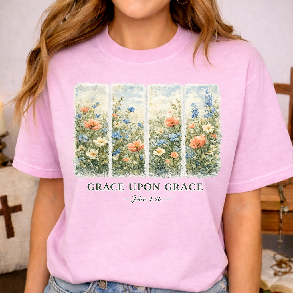 Grace upon Grace T-shirt-[Christian T-Shirt ]-Saved Society