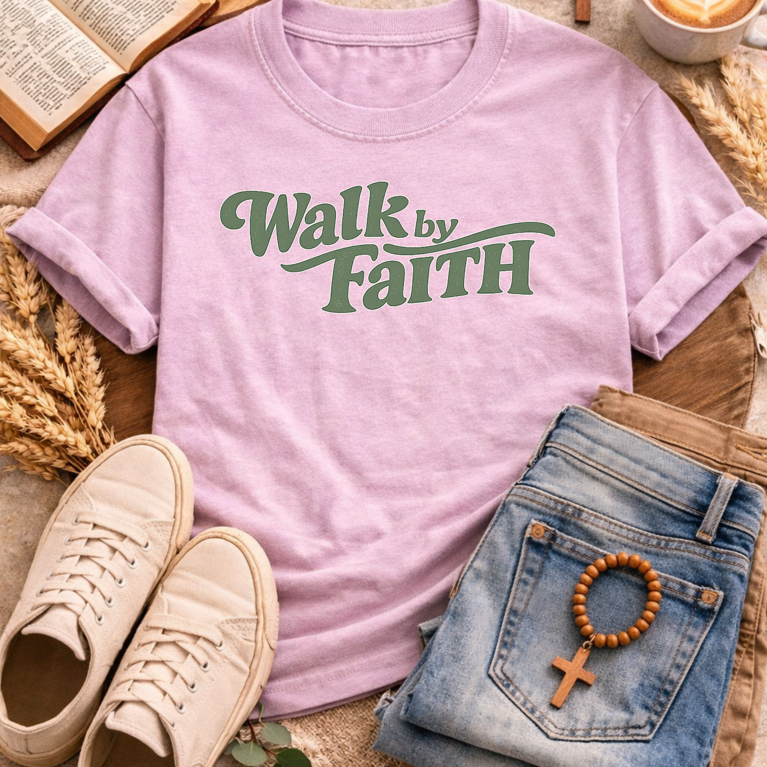Walk by Faith T-Shirt-[Christian T-Shirt ]-Saved Society