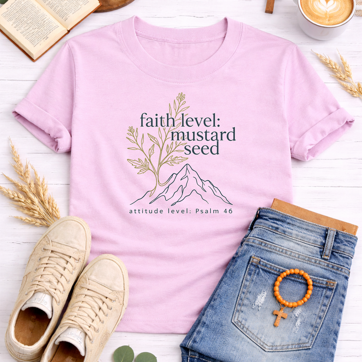 Faith Level Mustard T-Shirt-[Christian T-Shirt ]-Saved Society
