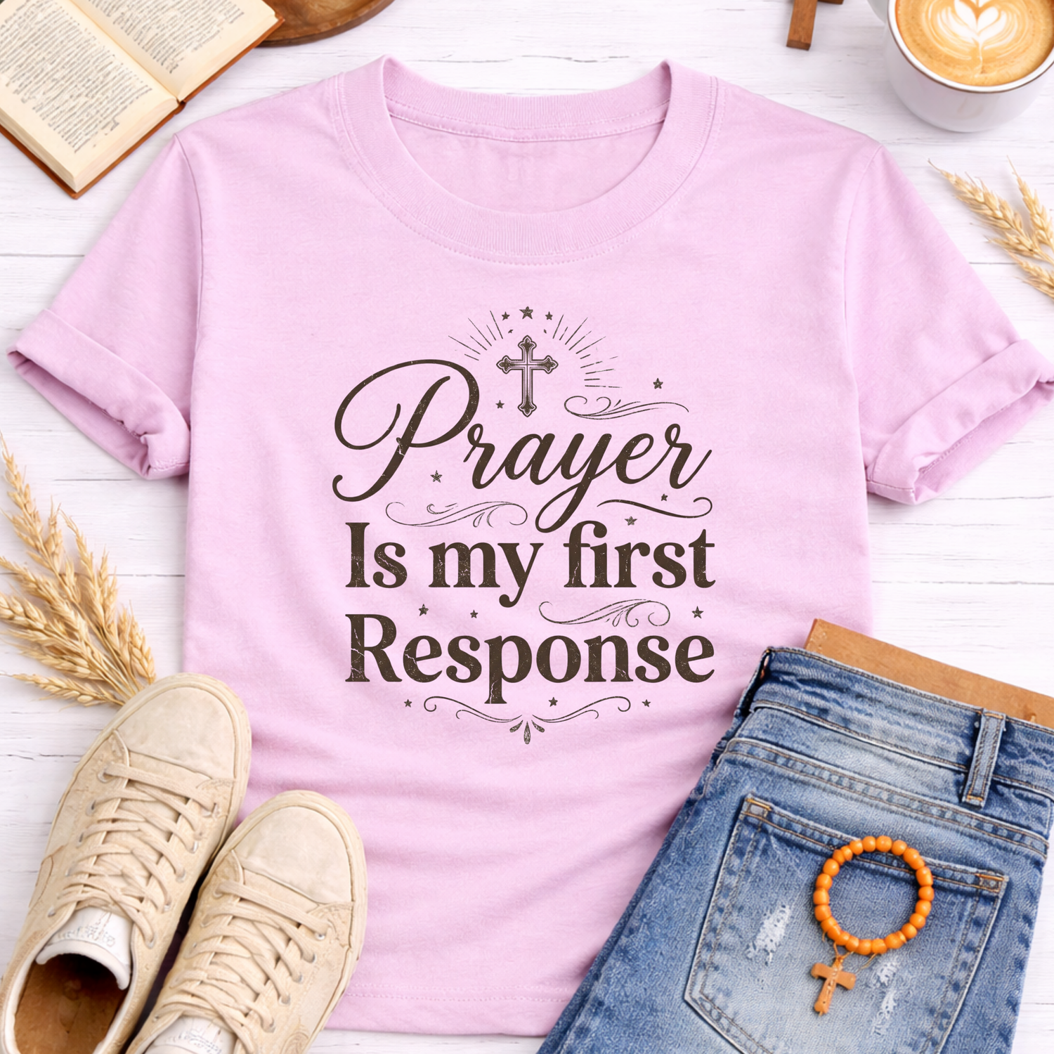 Prayer Is My First Response T-Shirt-[Christian T-Shirt ]-Saved Society