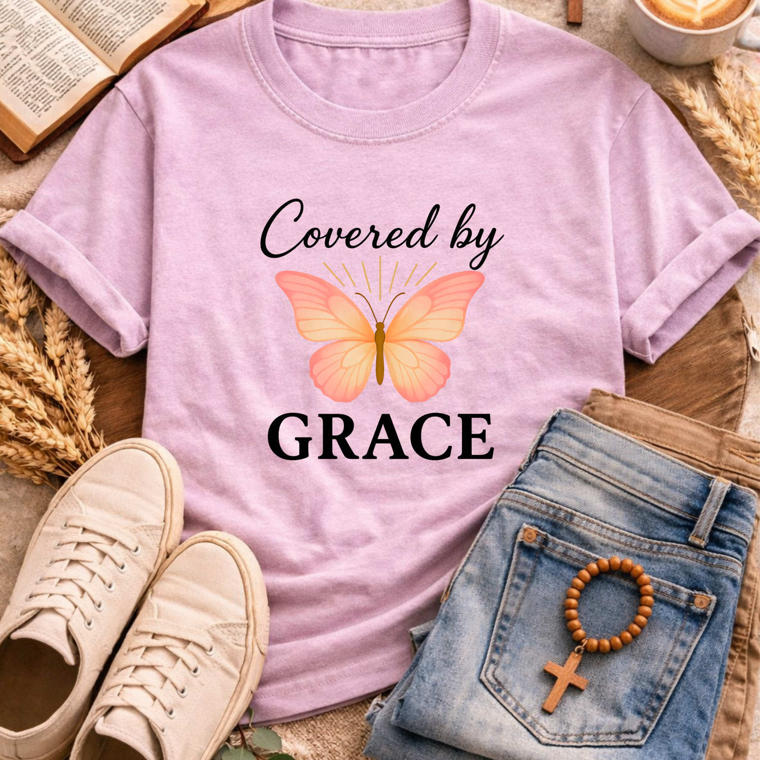 Covered By Grace T-Shirt-[Christian T-Shirt ]-Saved Society