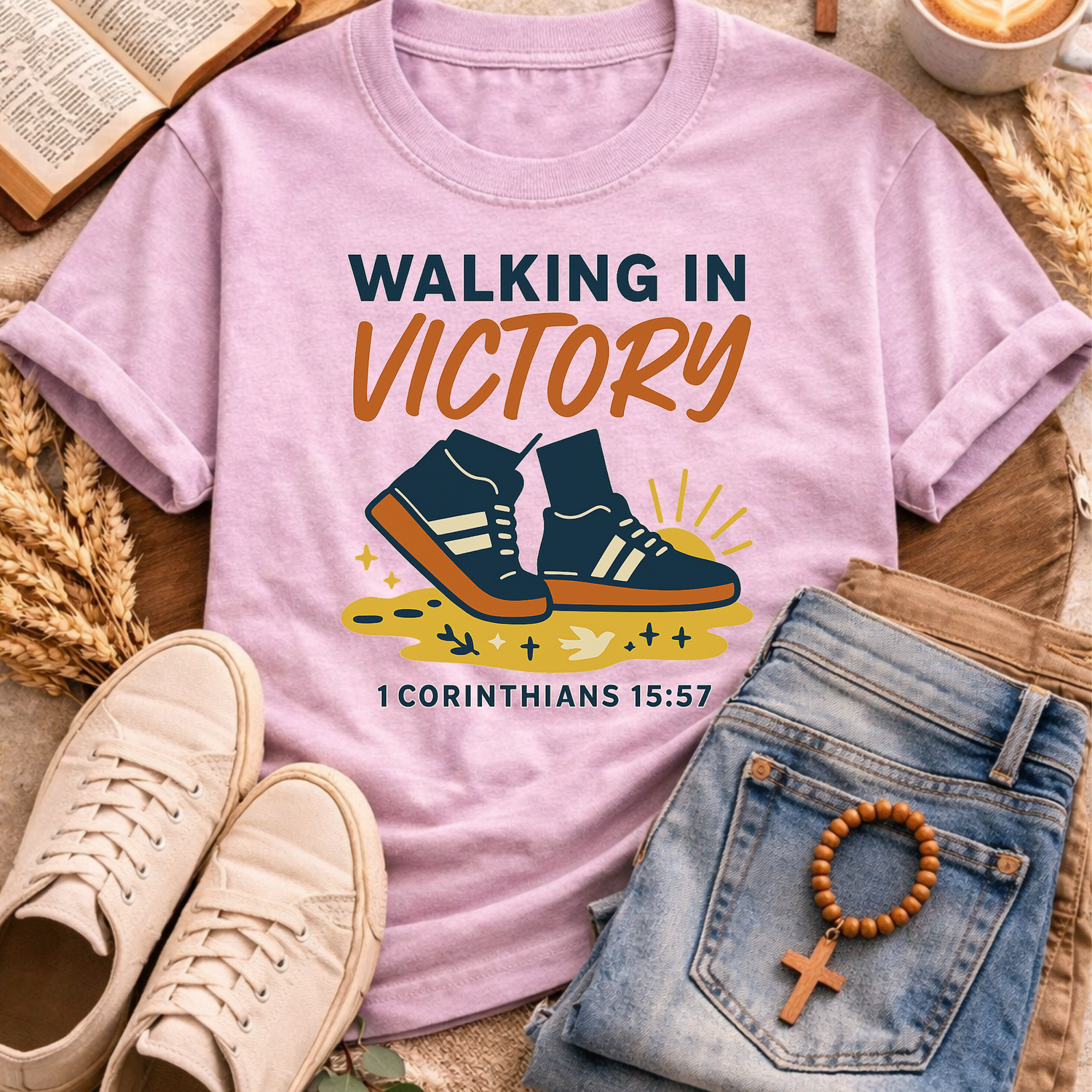 Walking In Victory T-Shirt-[Christian T-Shirt ]-Saved Society