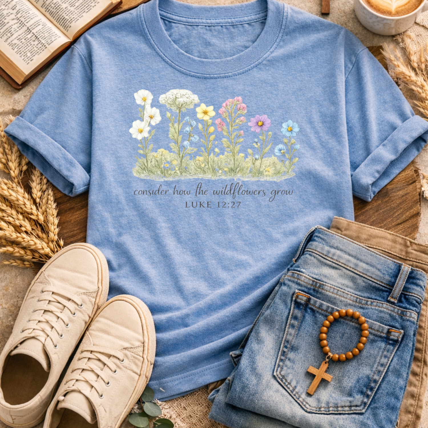 Consider How The Wild Flowers T-Shirt-[Christian T-Shirt ]-Saved Society