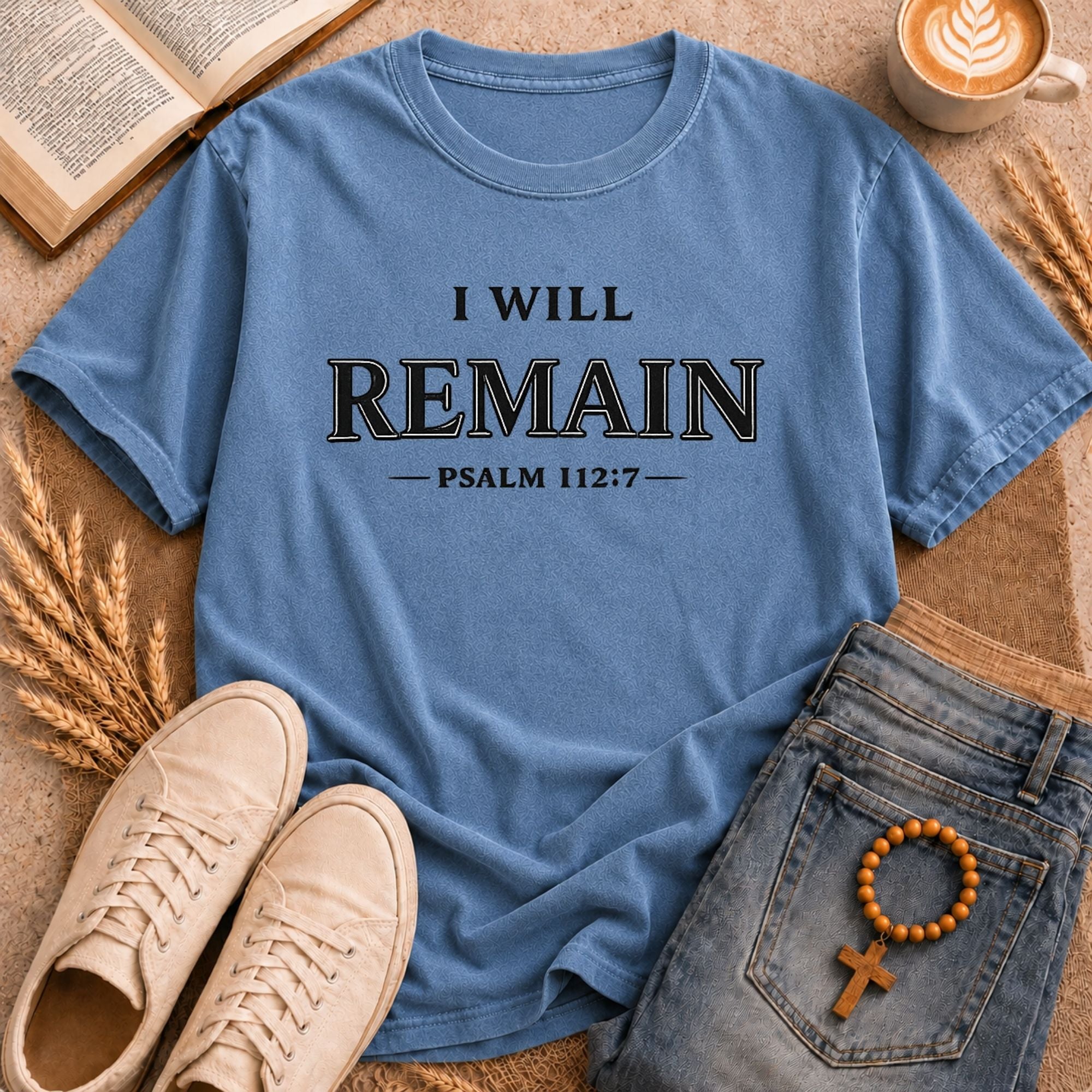 I Will Remain scripture tee Psalm 112:7 Christian vintage typography shirt