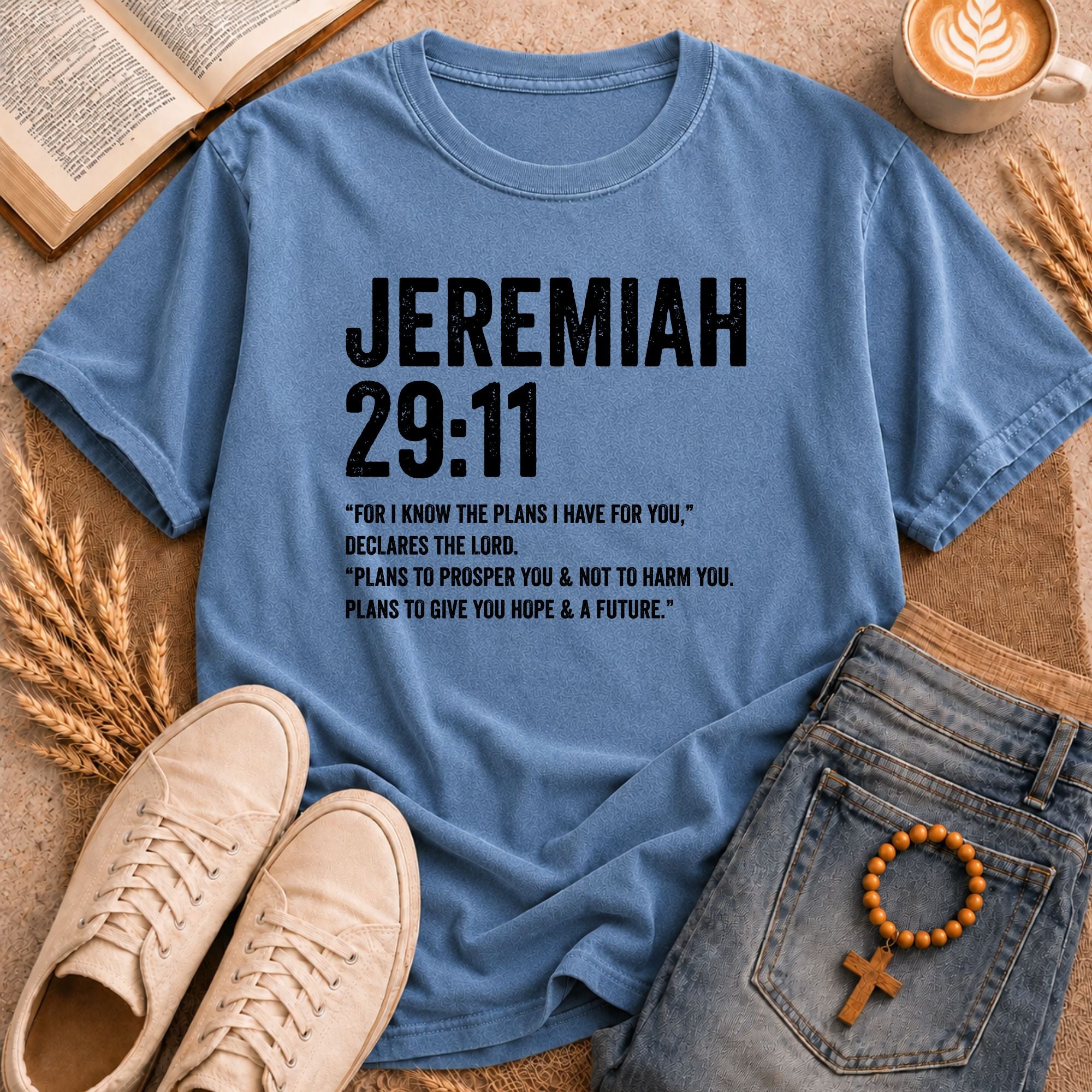 "Jeremiah 29:11 Plans to Prosper You" full verse graphic t-shirt – inspirational Christian apparel gift