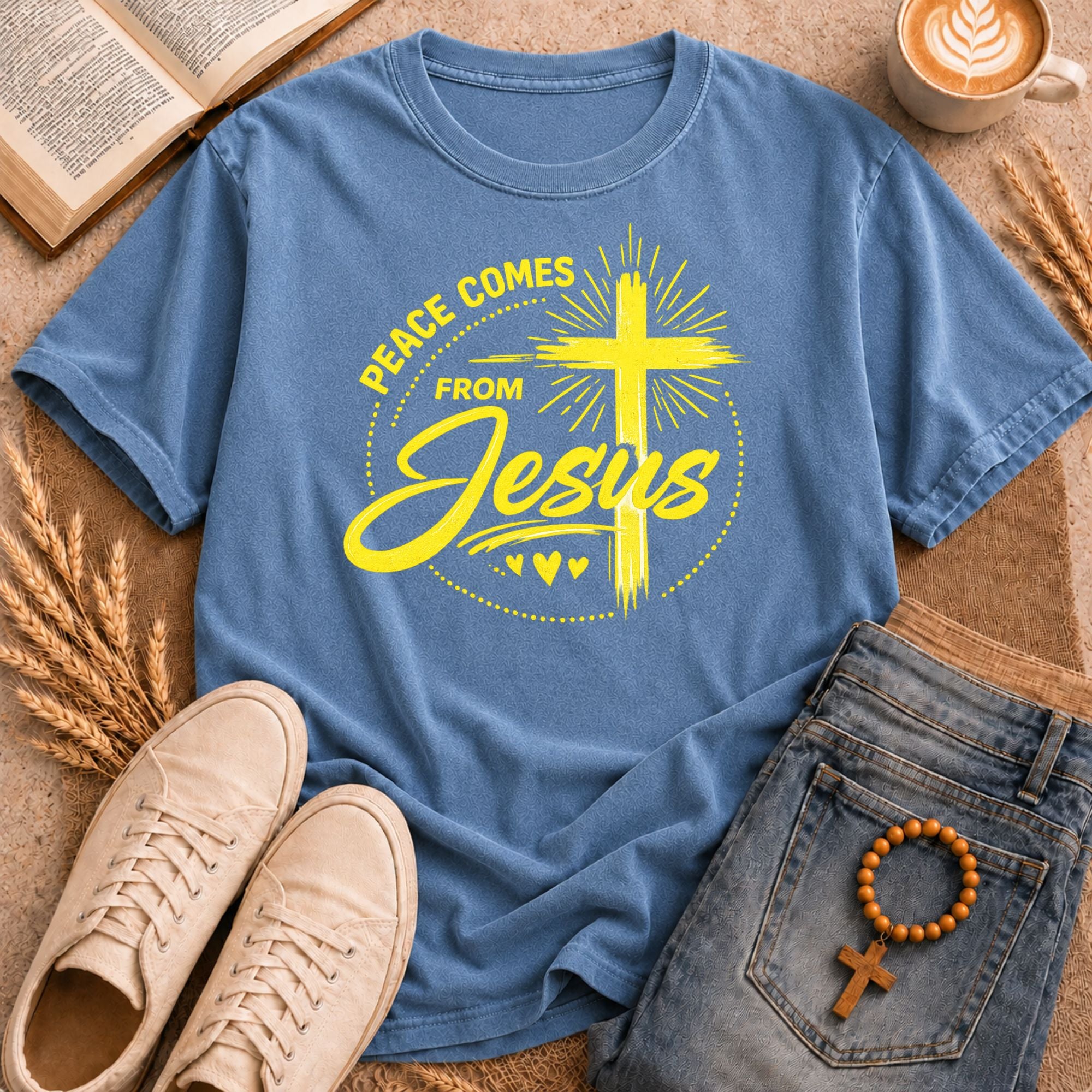 Peace Comes From Jesus shirt – Jesus cross graphic tee for Christians