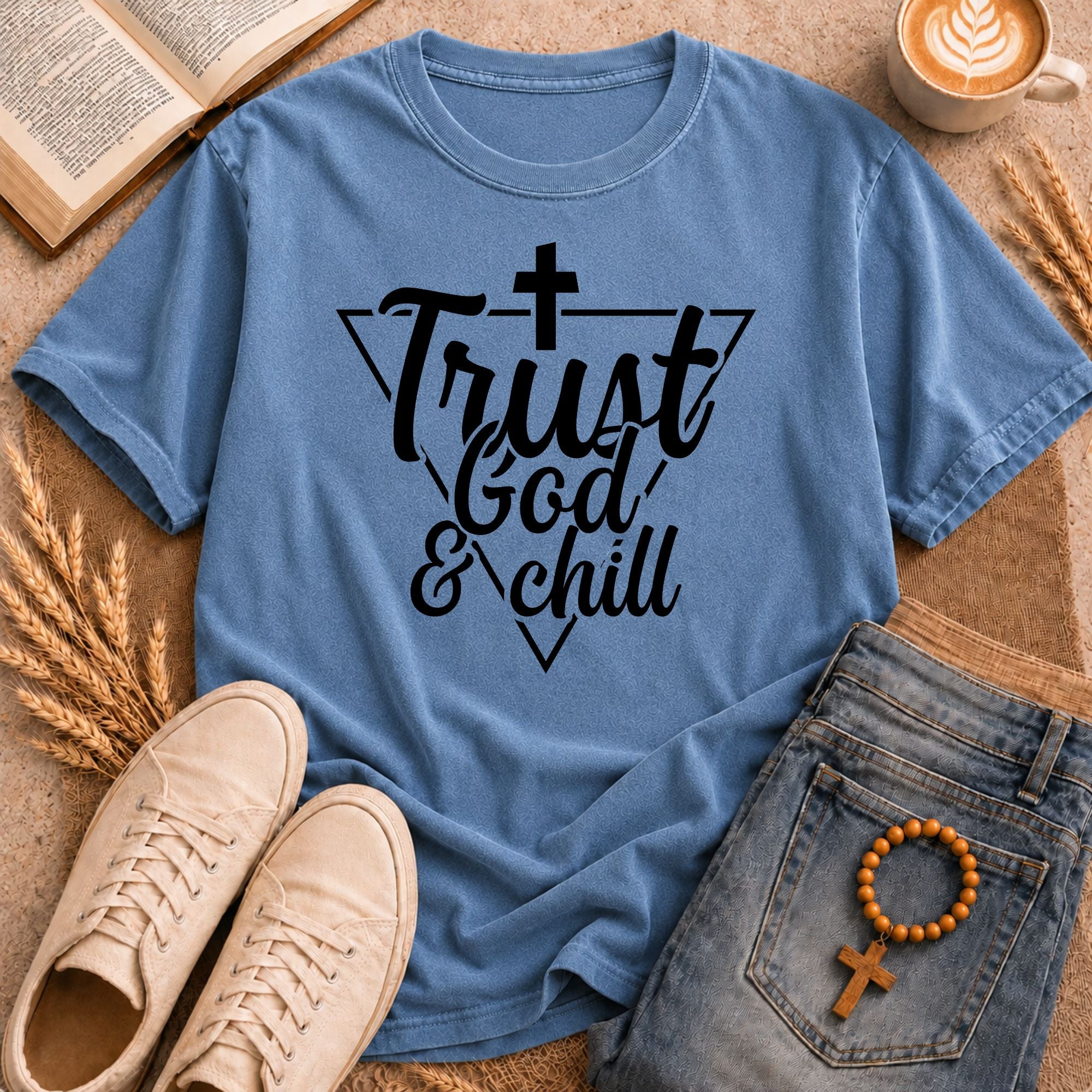 Faith-Based Graphic Tee Trust God and Chill Scripture Inspired Shirt