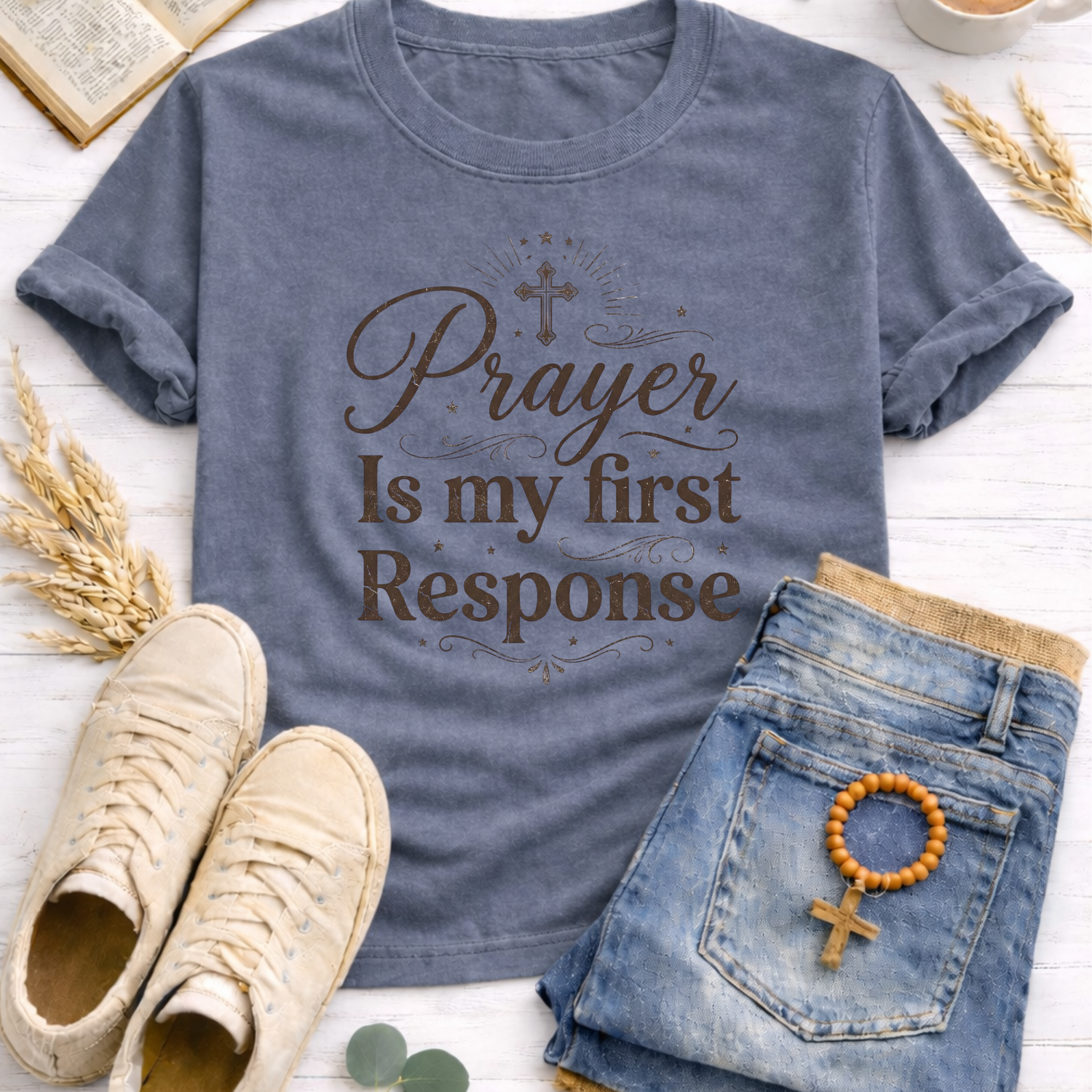 Prayer Is My First Response T-Shirt-[Christian T-Shirt ]-Saved Society