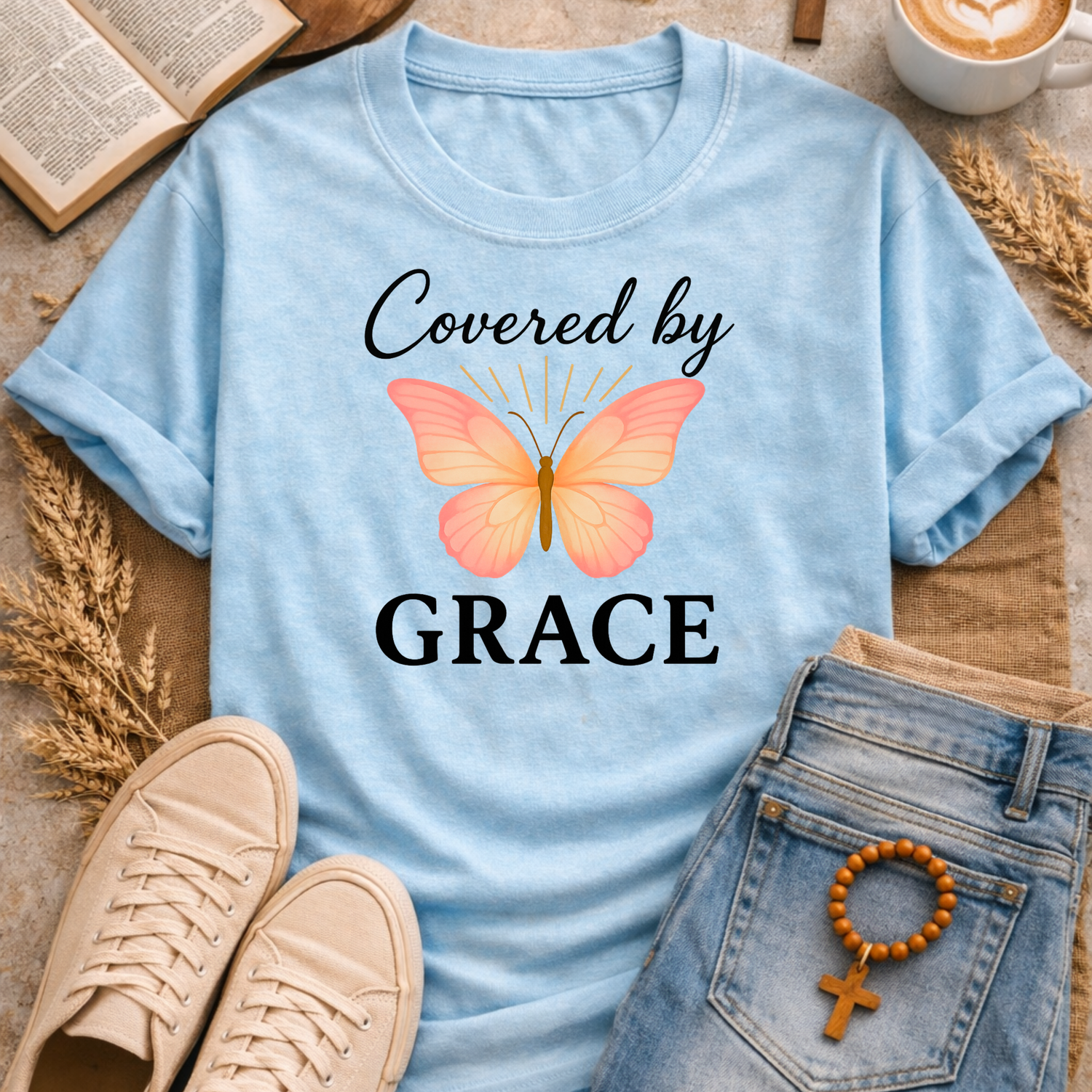 Covered By Grace T-Shirt-[Christian T-Shirt ]-Saved Society