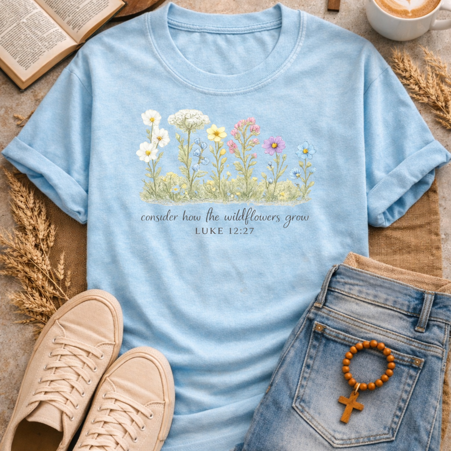 Consider How The Wild Flowers T-Shirt-[Christian T-Shirt ]-Saved Society