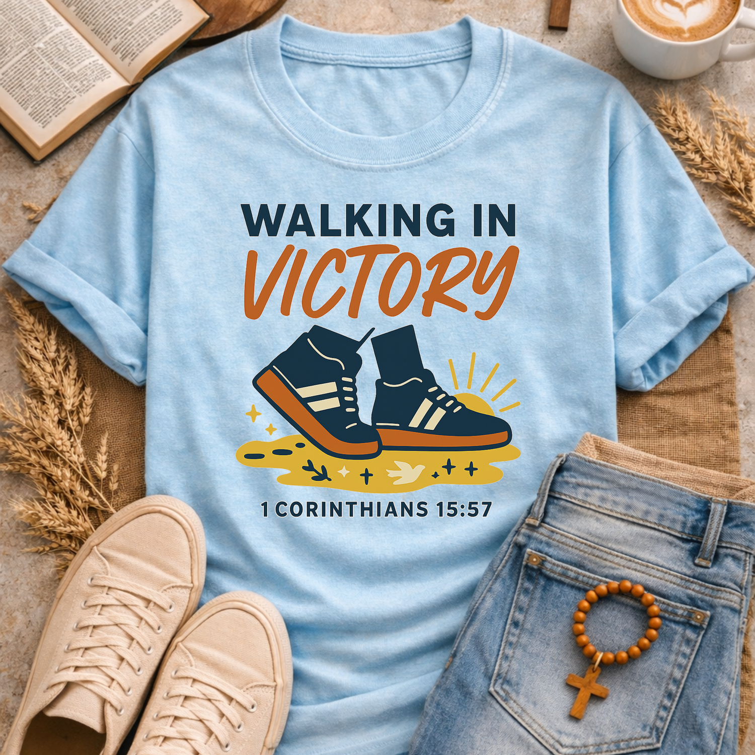 Walking In Victory T-Shirt-[Christian T-Shirt ]-Saved Society