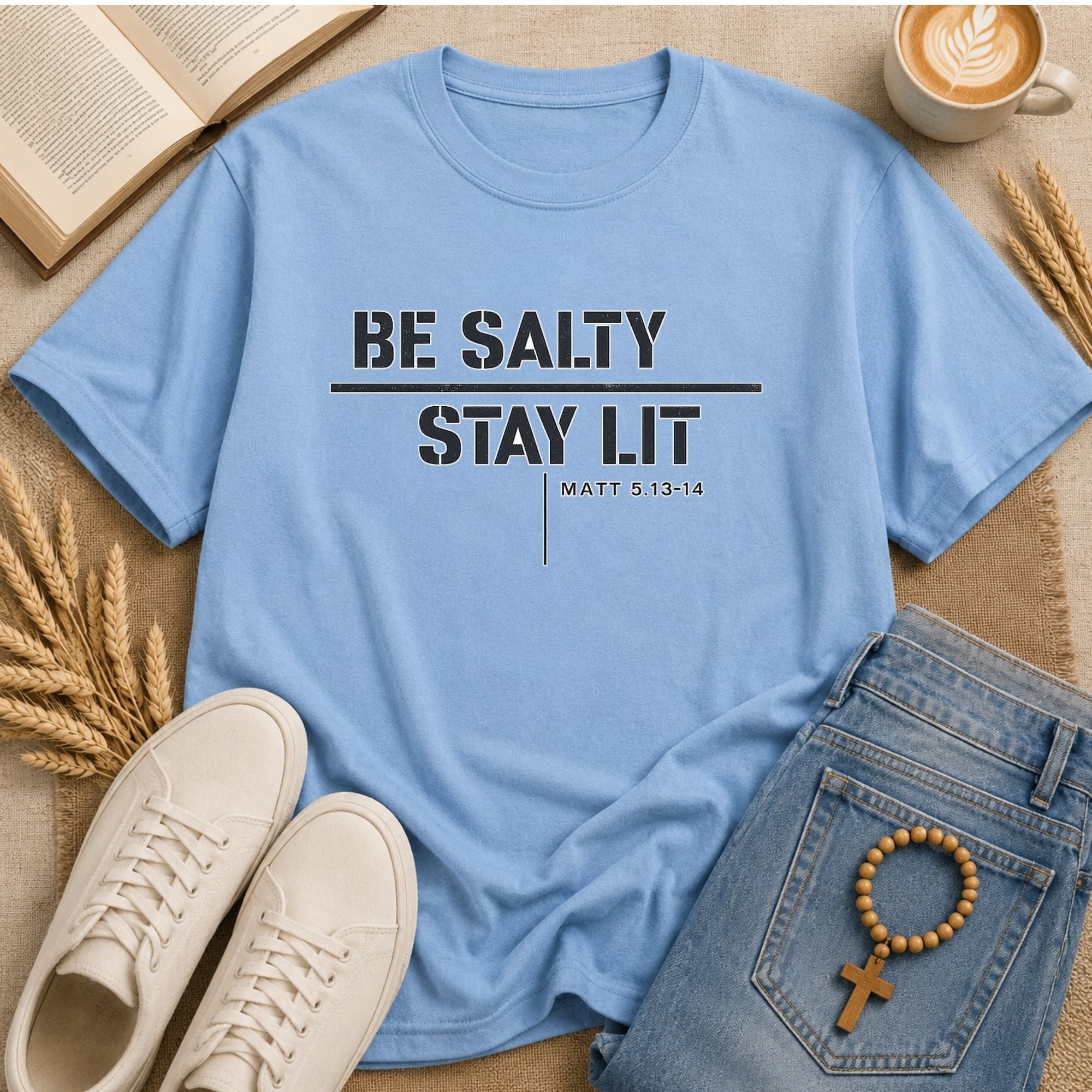 Be Salty Stay Lit scripture shirt Christian bold graphic tee