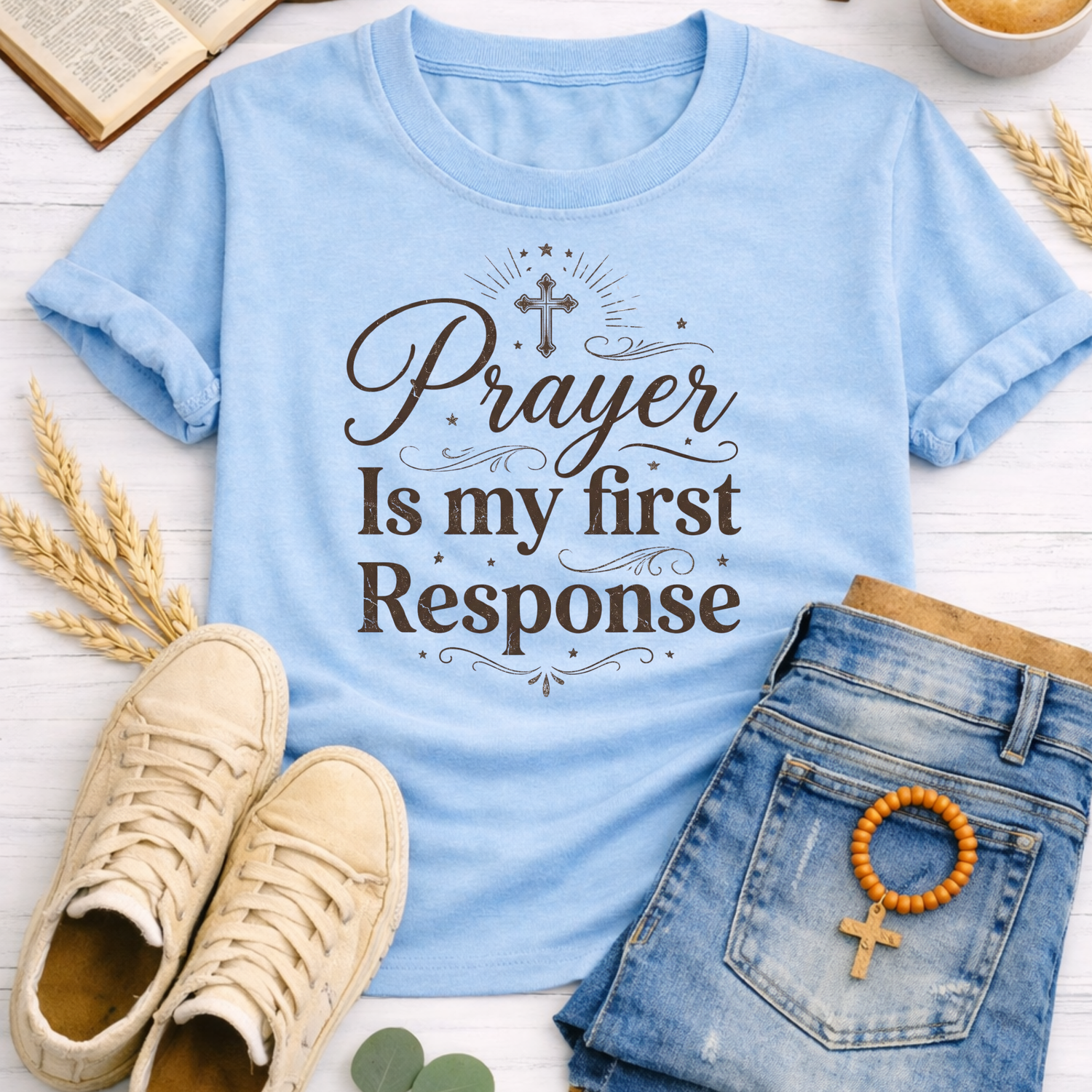 Prayer Is My First Response T-Shirt-[Christian T-Shirt ]-Saved Society