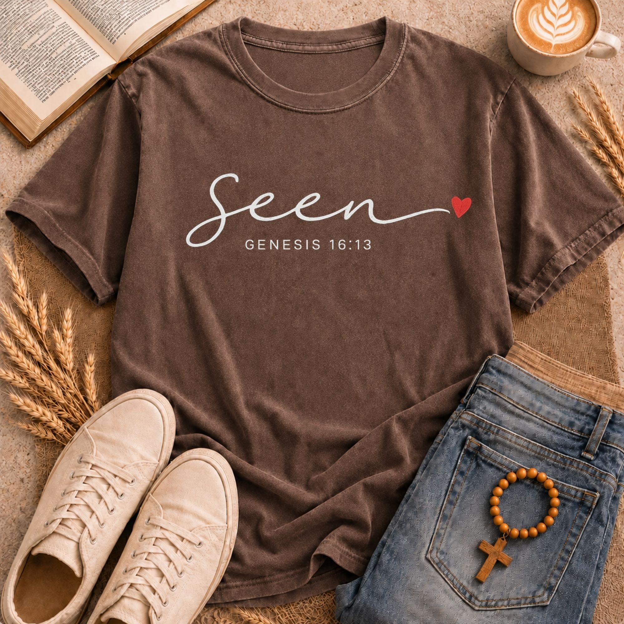 Seen Scripture T-Shirt Genesis 16:13 | Christian Heart Design