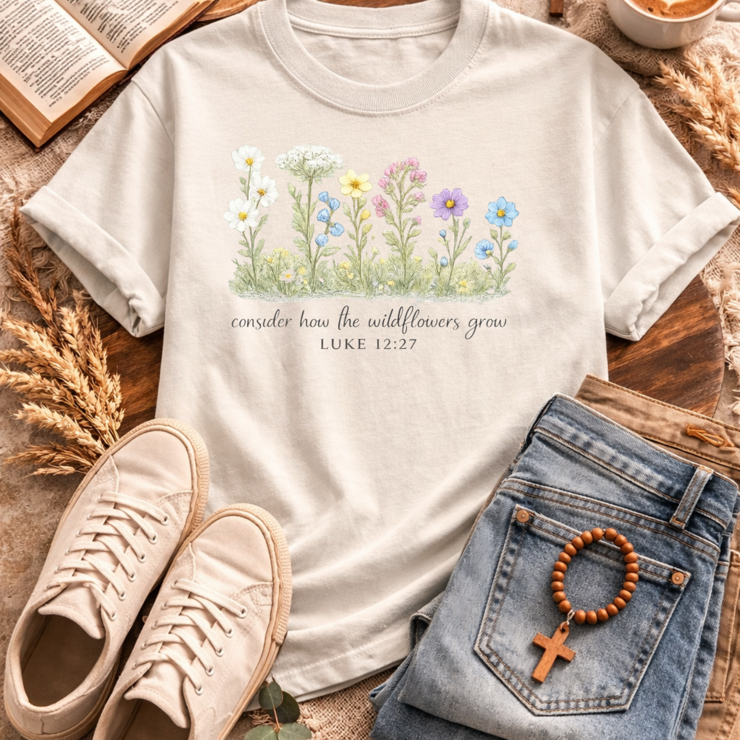 Consider How The Wild Flowers T-Shirt-[Christian T-Shirt ]-Saved Society