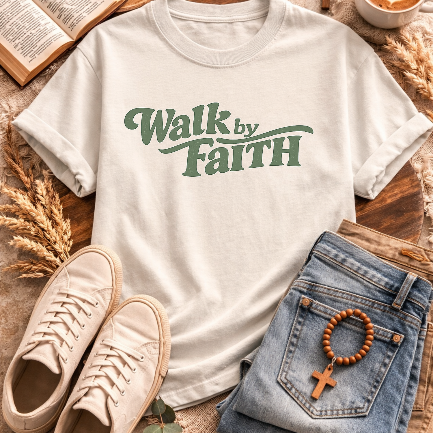 Walk by Faith T-Shirt-[Christian T-Shirt ]-Saved Society