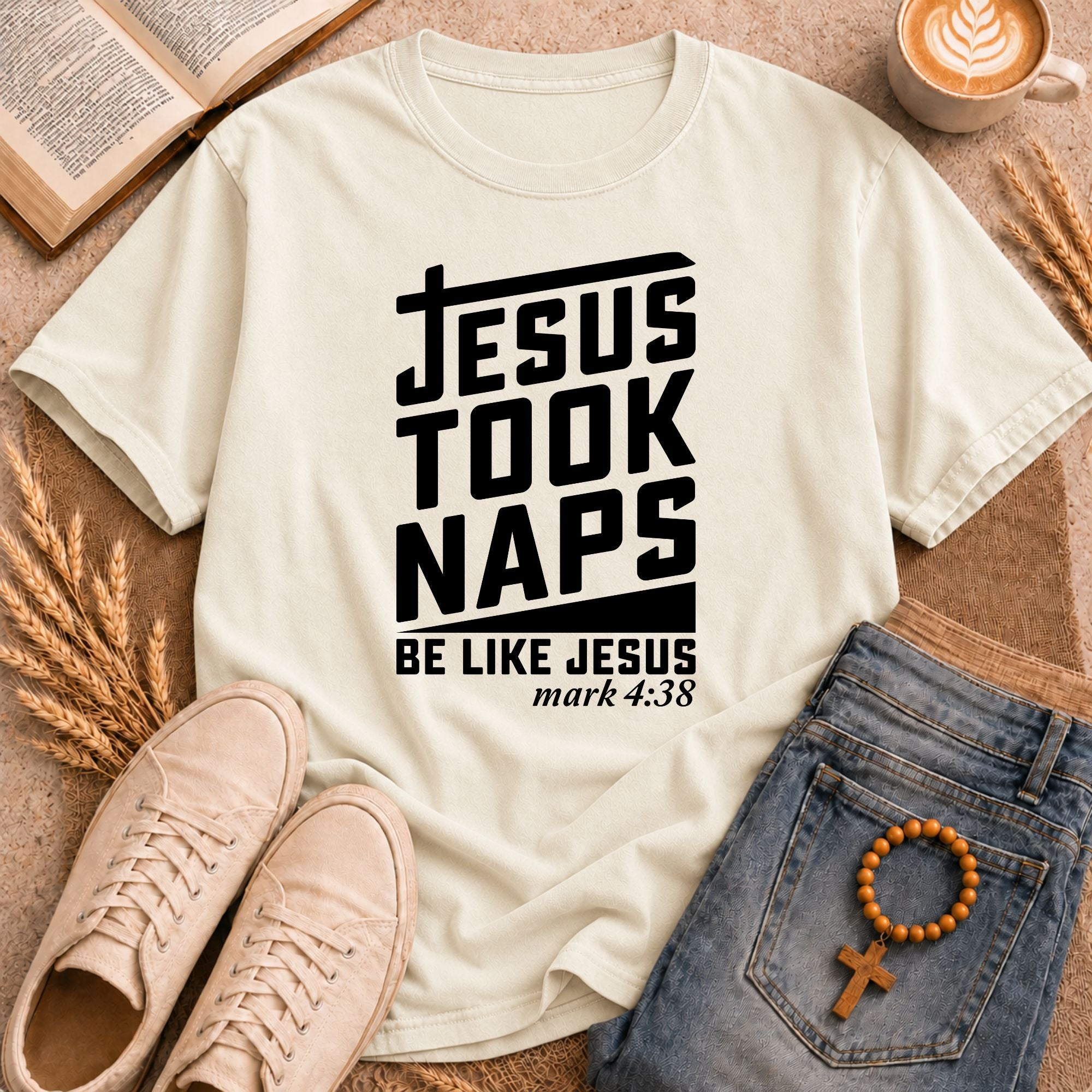 Jesus Took Naps Mark 4:38 t-shirt – humorous Bible verse Christian apparel gift