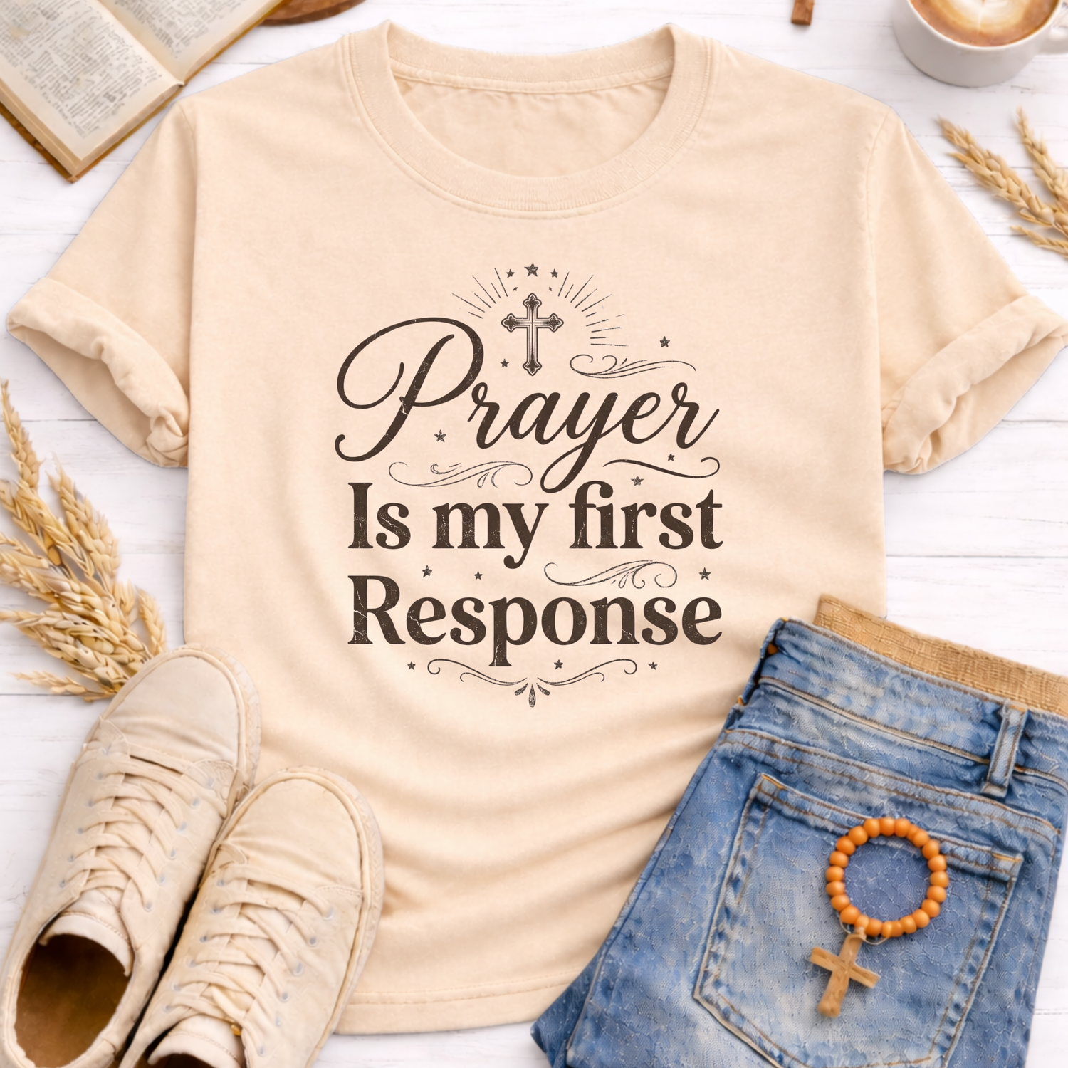 Prayer Is My First Response T-Shirt-[Christian T-Shirt ]-Saved Society