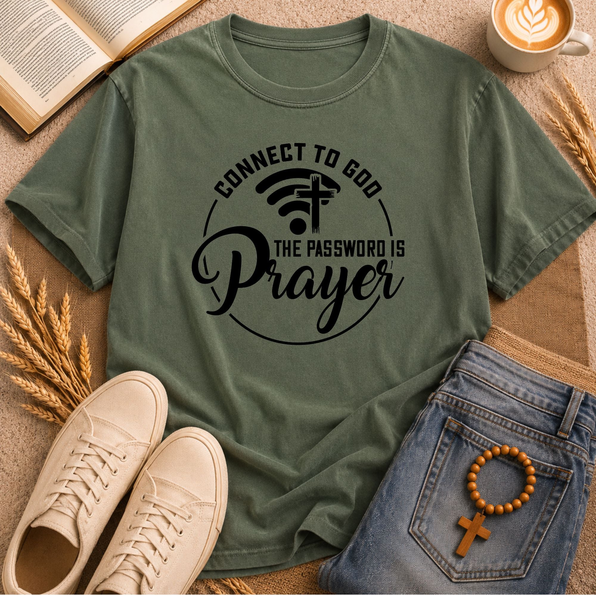 Connect to God WiFi prayer graphic shirt – funny religious humor Christian apparel for men and women