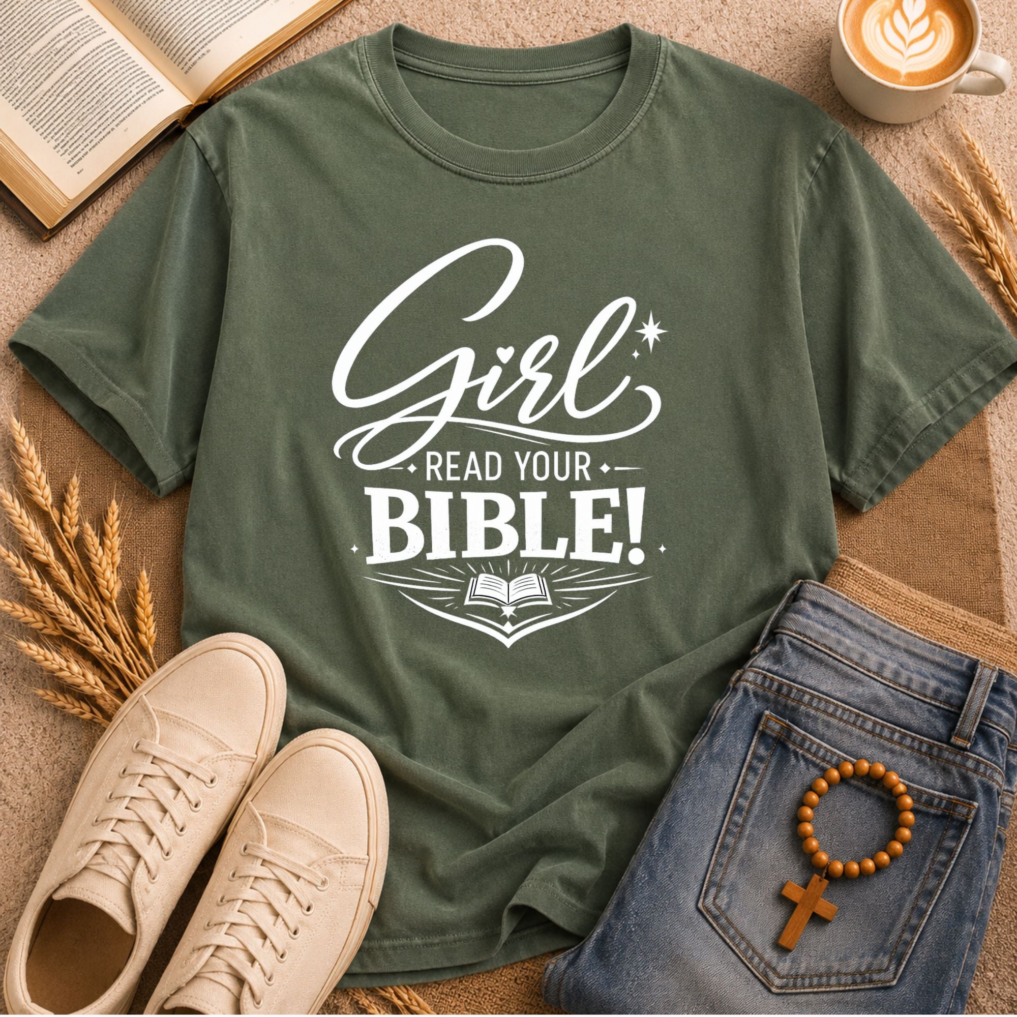 Girl Read Your Bible tee – inspirational Bible verse shirt for women