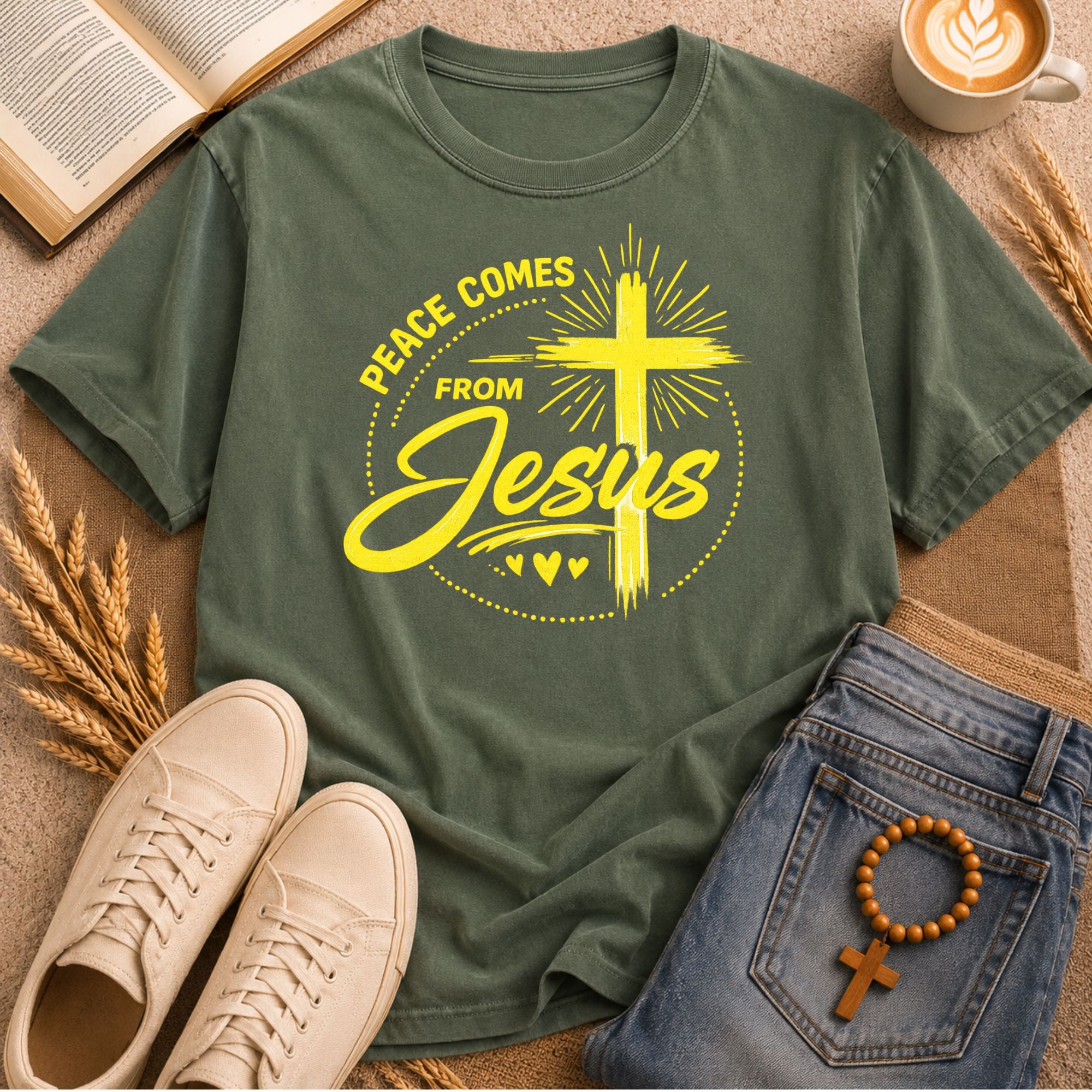 Peace Comes From Jesus  Christian T-Shirt | Faith Based Graphic Tee