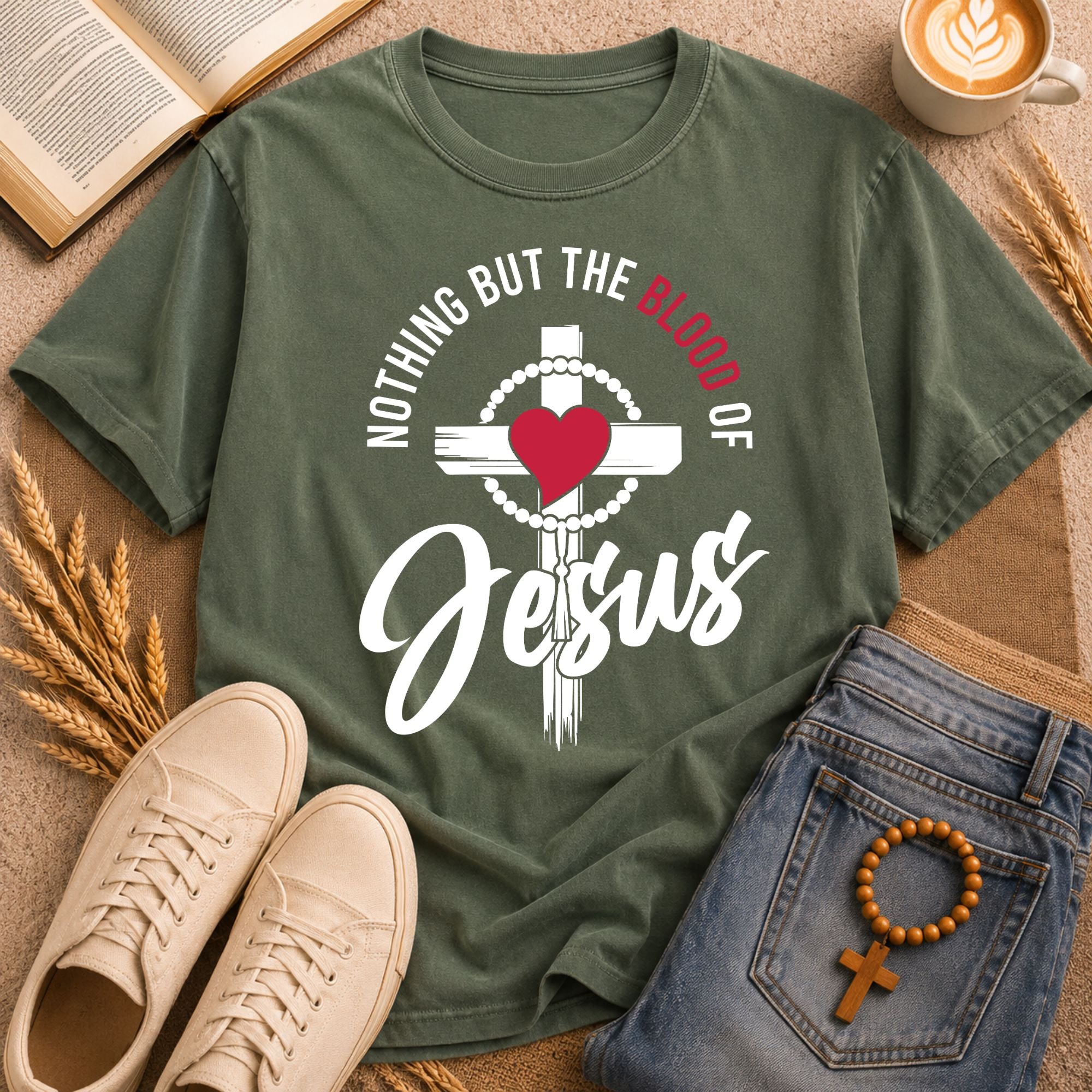 Nothing But The Blood Of Jesus  Christian T-Shirt | Vintage Faith Tee