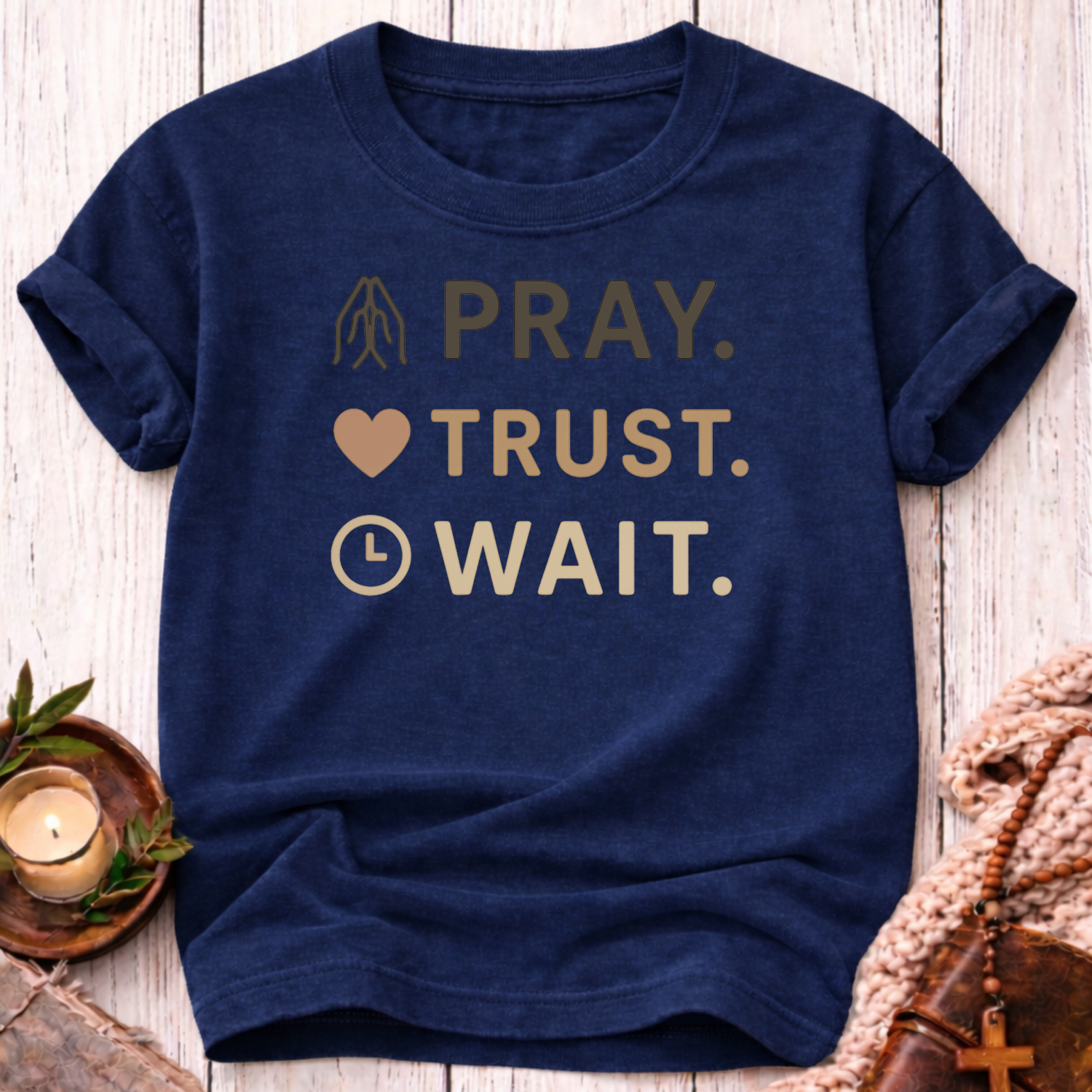 Pray Trust Wait T-Shirt-[Christian T-Shirt ]-Saved Society