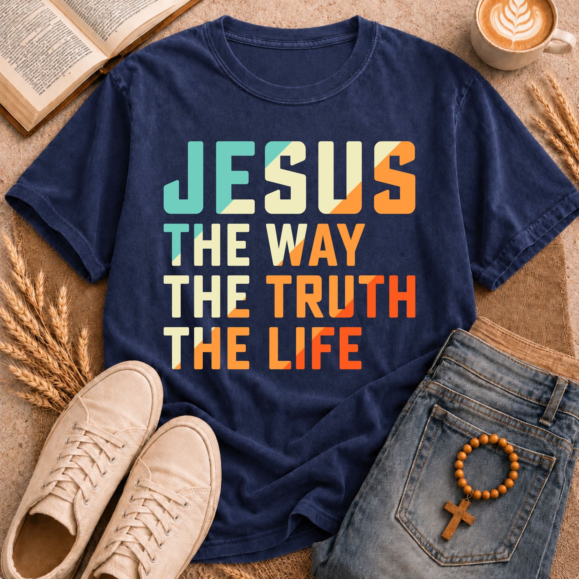 Retro Christian Faith T-Shirt Jesus The Way The Truth The Life