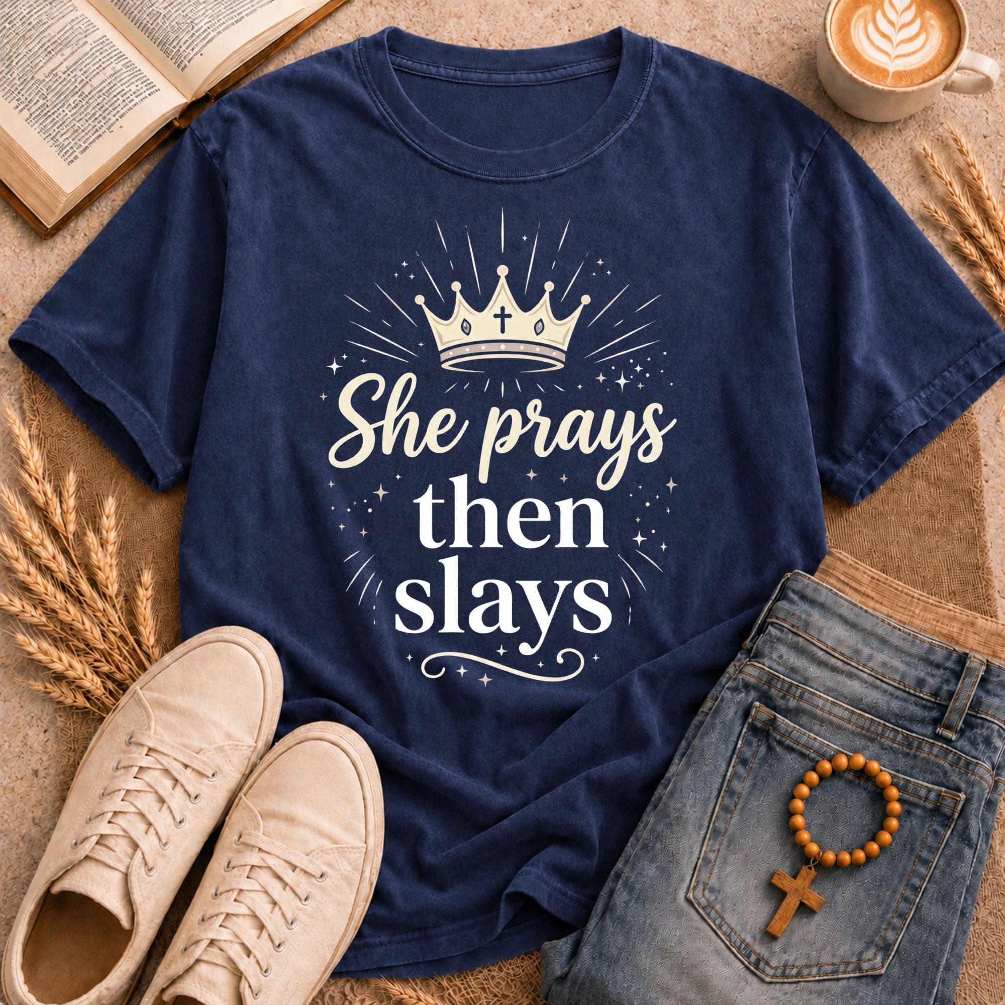 She Prays Then Slays shirt – inspirational religious apparel for women