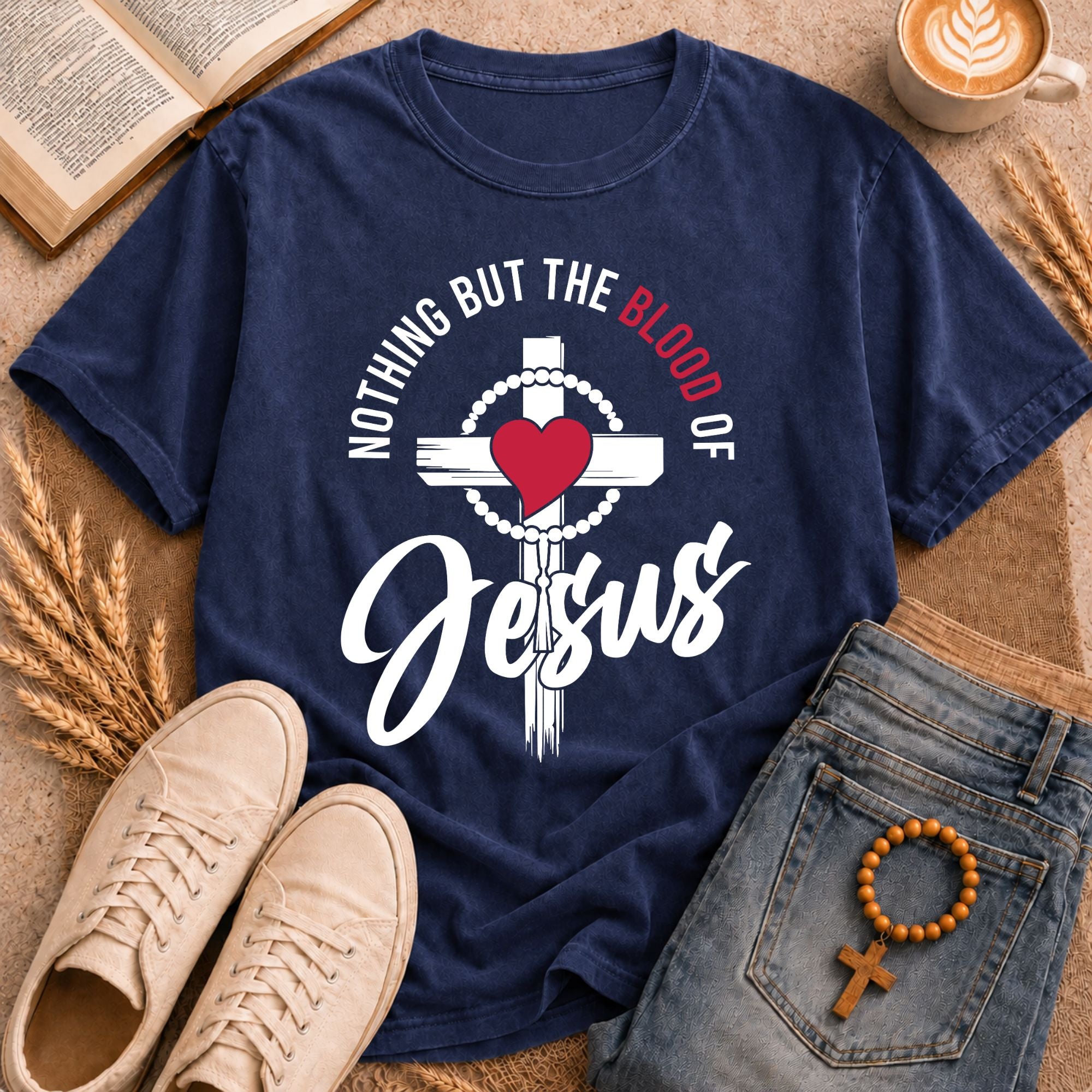 Nothing But The Blood Of Jesus  Christian T-Shirt | Vintage Faith Tee