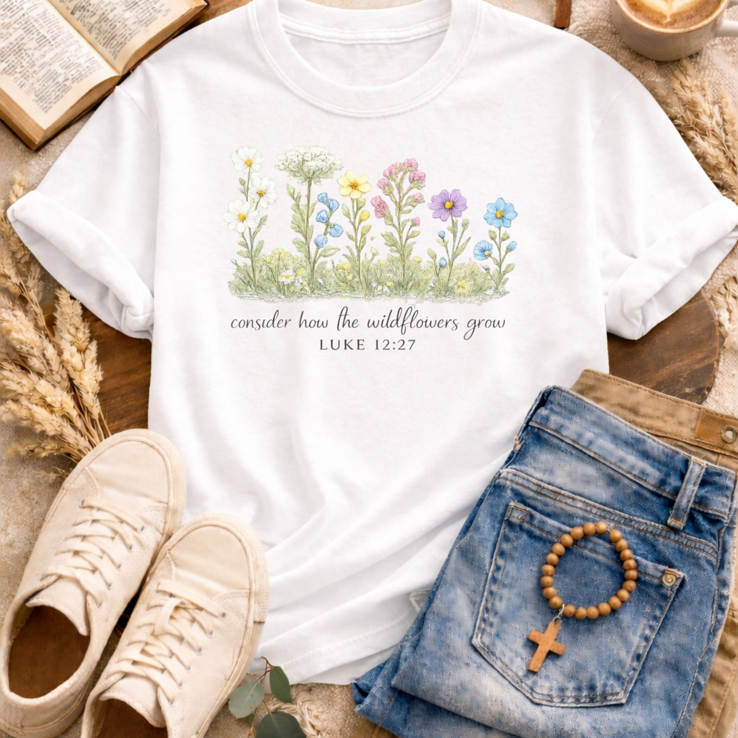 Consider How The Wild Flowers T-Shirt-[Christian T-Shirt ]-Saved Society