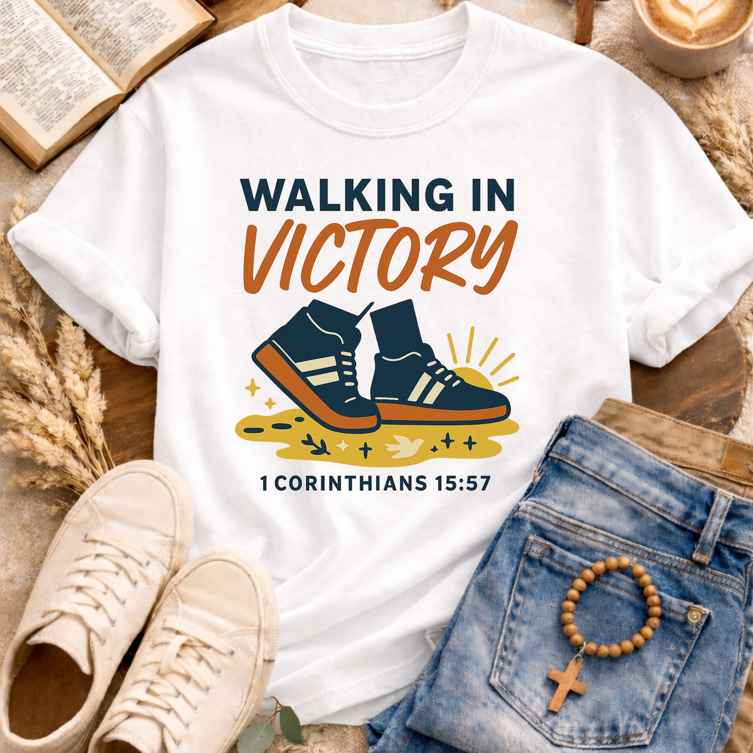 Walking In Victory T-Shirt-[Christian T-Shirt ]-Saved Society