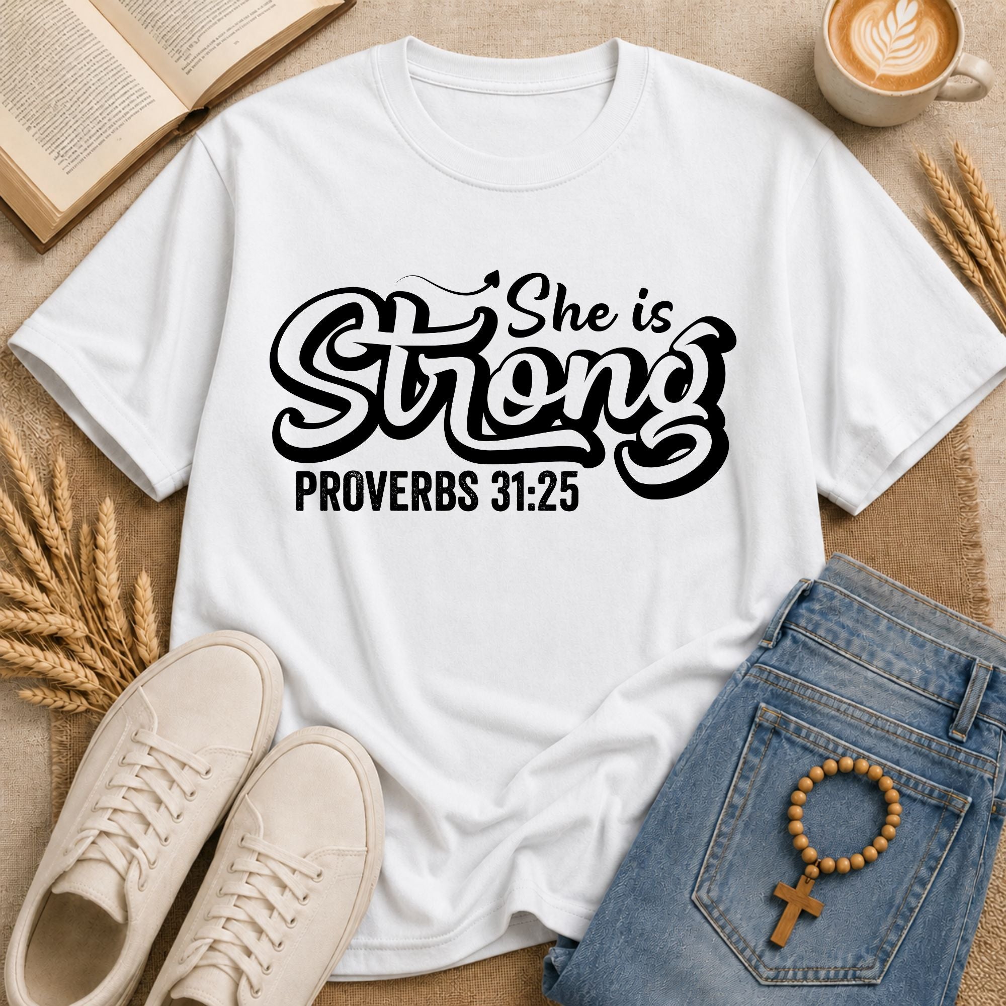 She Is Strong Proverbs 31:25 Christian T-Shirt