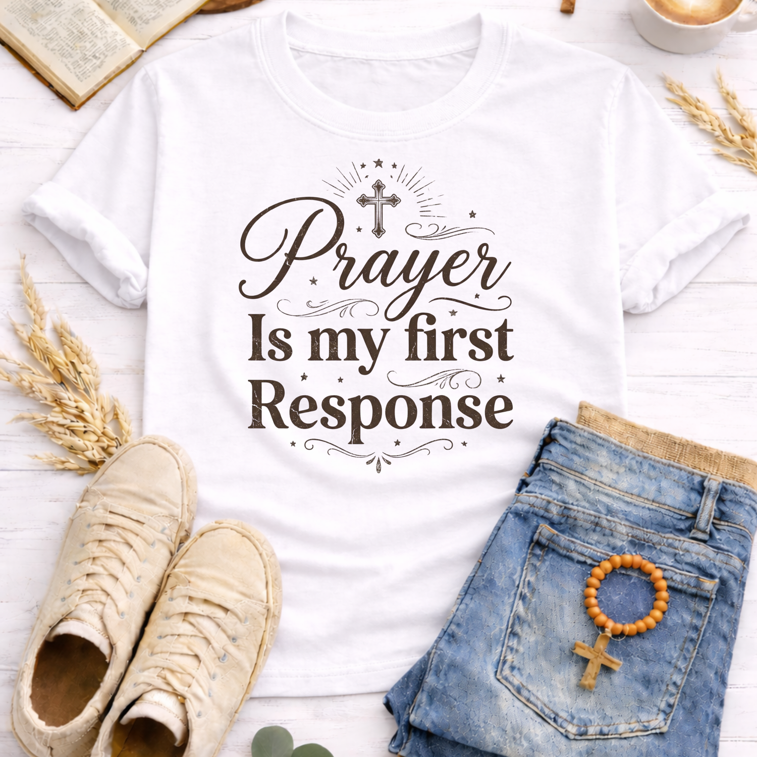 Prayer Is My First Response T-Shirt-[Christian T-Shirt ]-Saved Society
