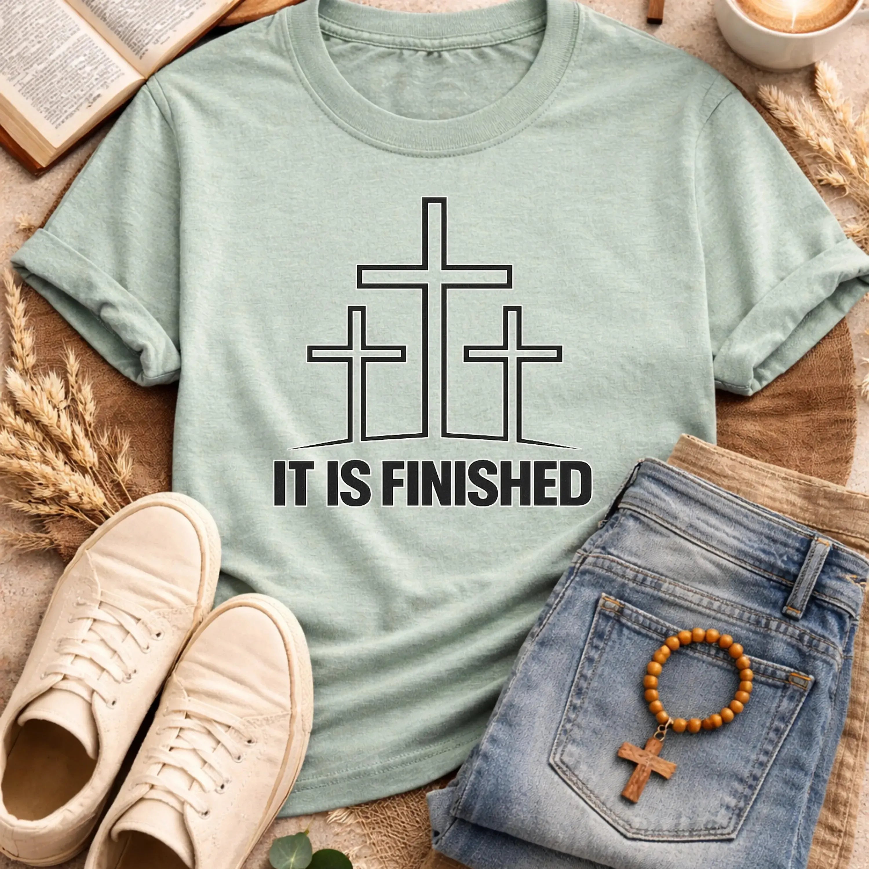 It Is Finished Cross T-Shirt-[Christian T-Shirt ]-Saved Society