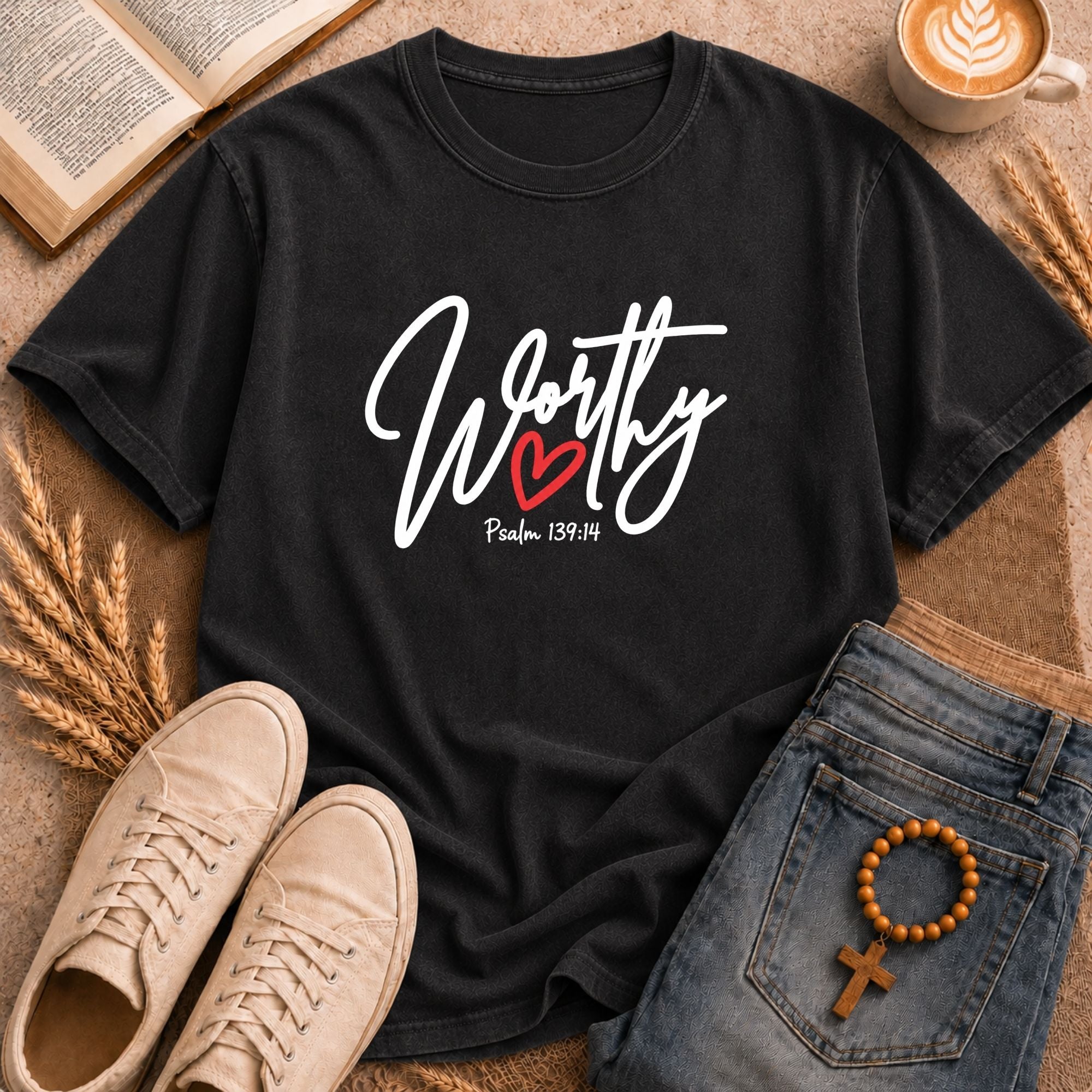 Psalm 139:14 Christian T-Shirt with Heart Graphic