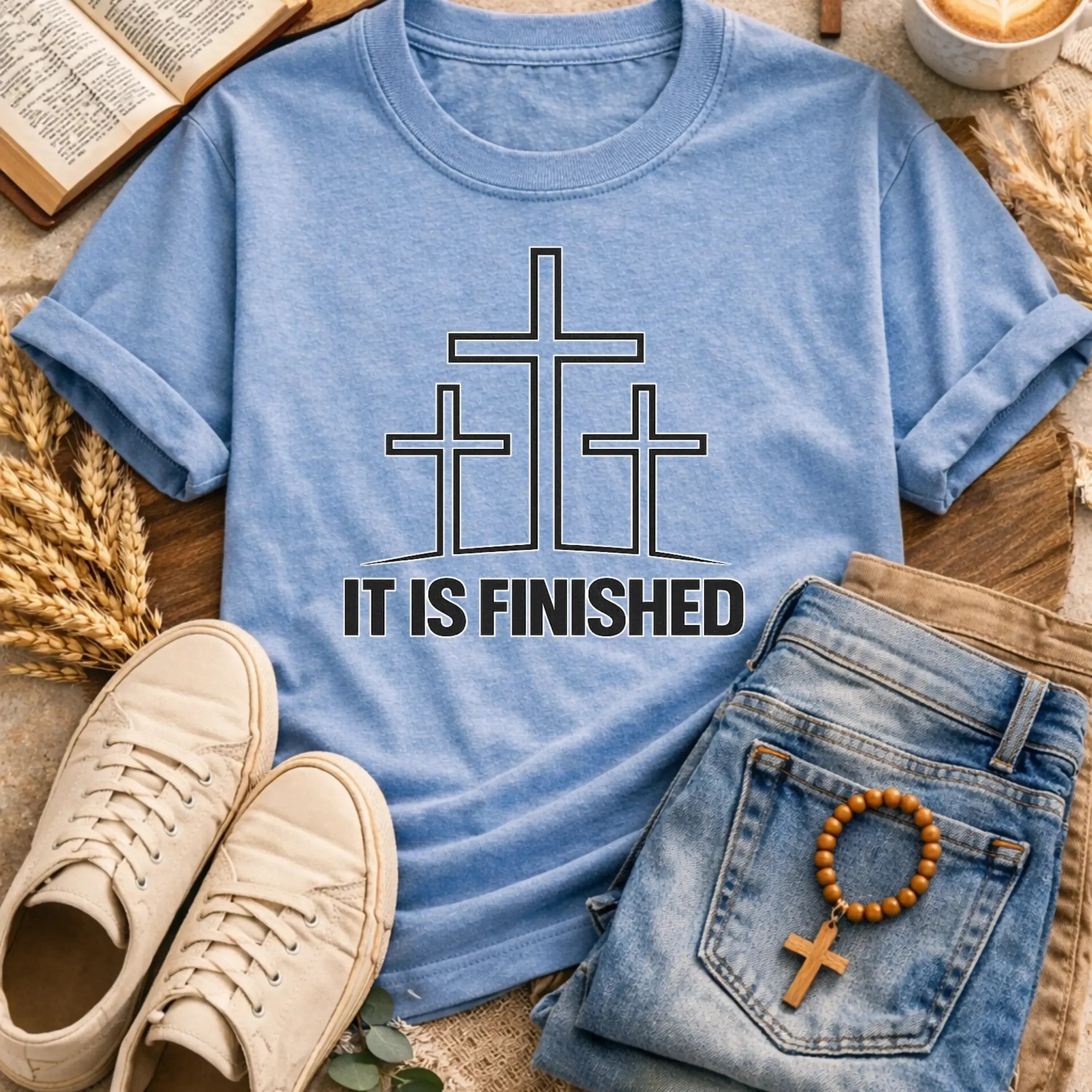 It Is Finished Cross T-Shirt-[Christian T-Shirt ]-Saved Society