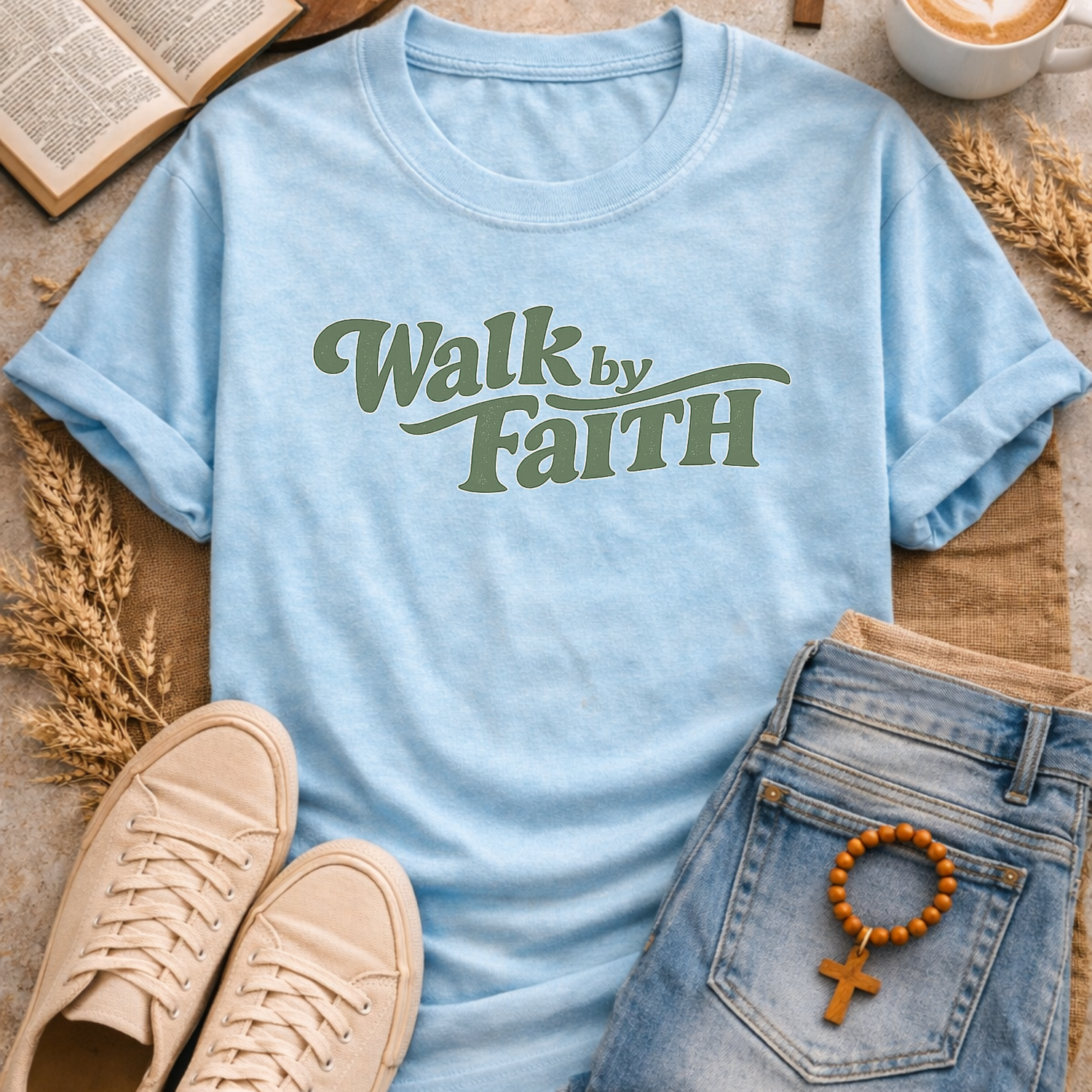 Walk by Faith T-Shirt-[Christian T-Shirt ]-Saved Society