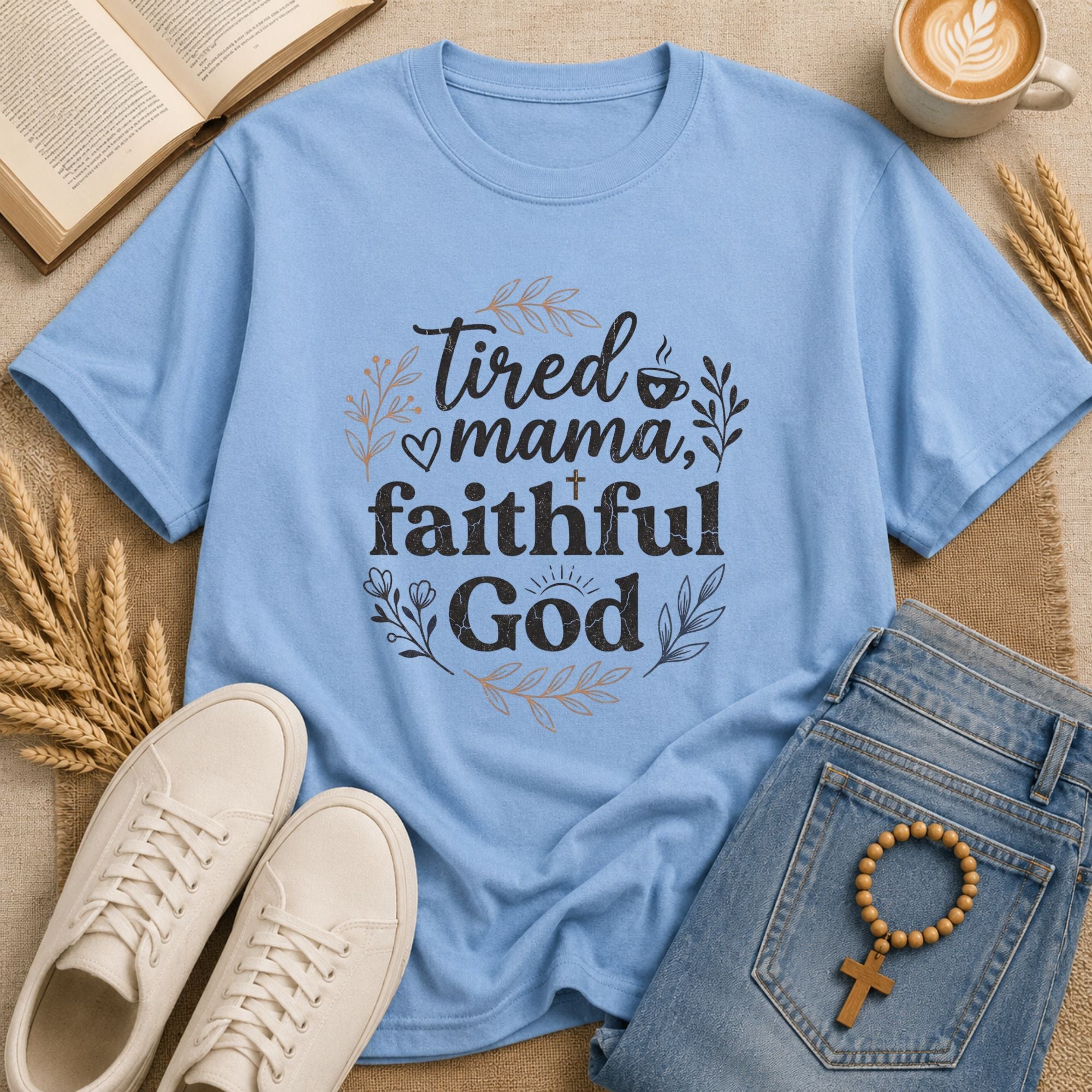 Tired Mama Faithful God religious t-shirt – Christian gift for moms with faith scripture design